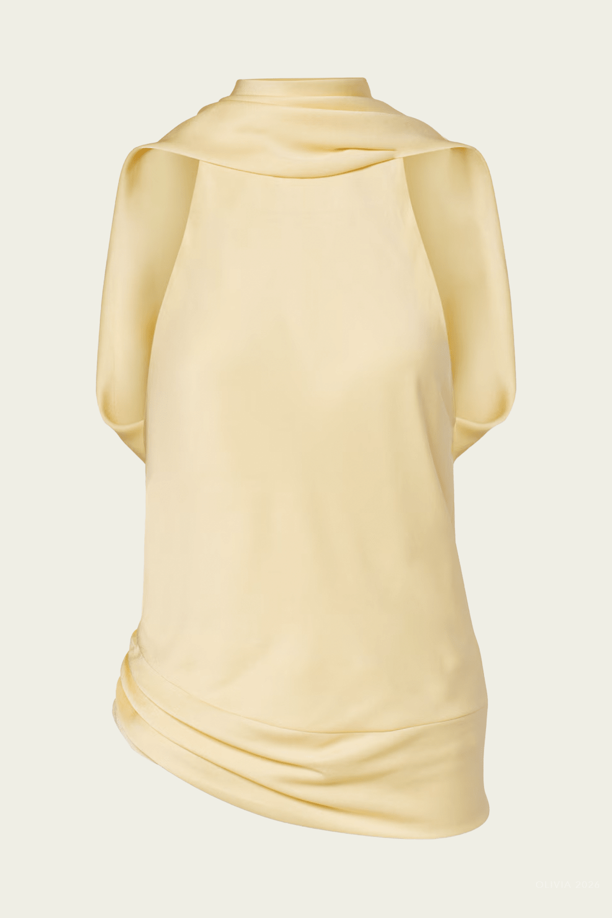 Samira Satin Cape Top in Butter Cream - shop - olivia.com