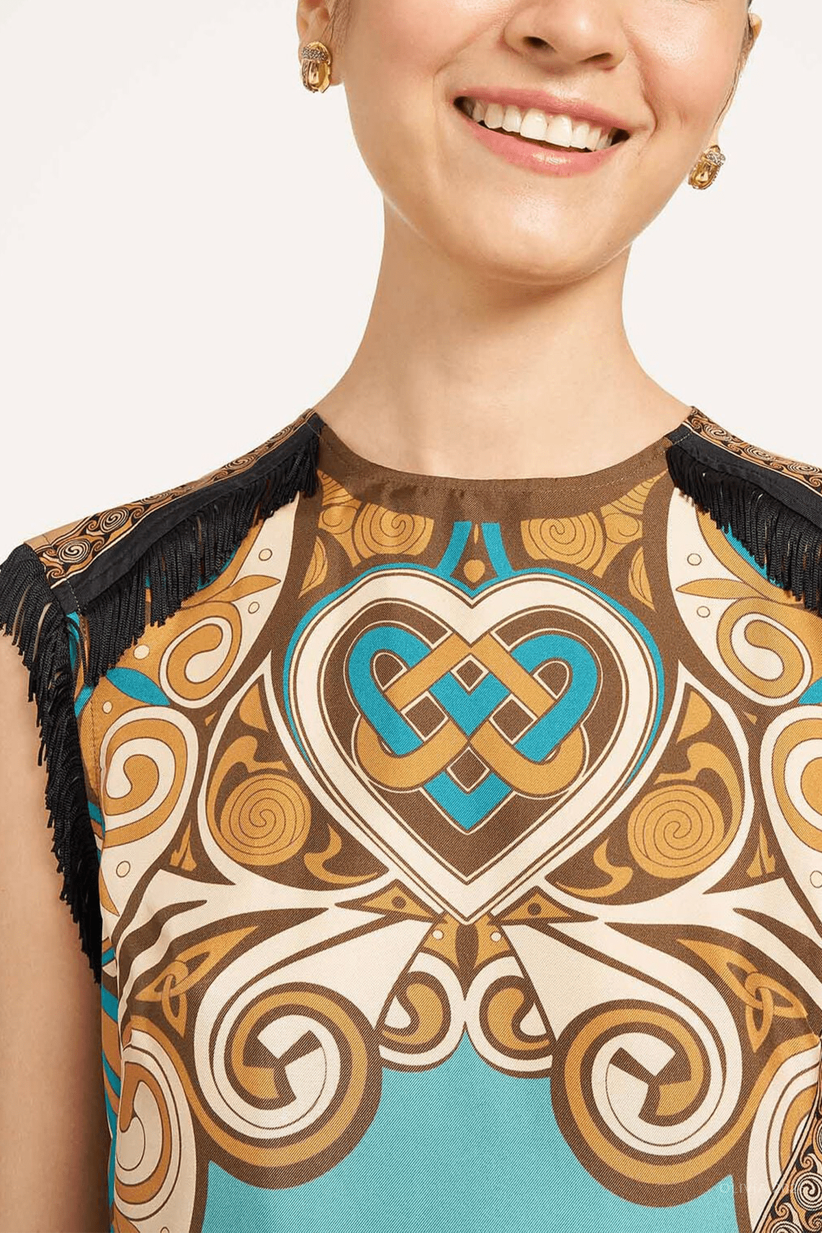 Scarf Top in Kells Placee Blue Petrol - shop-olivia.com