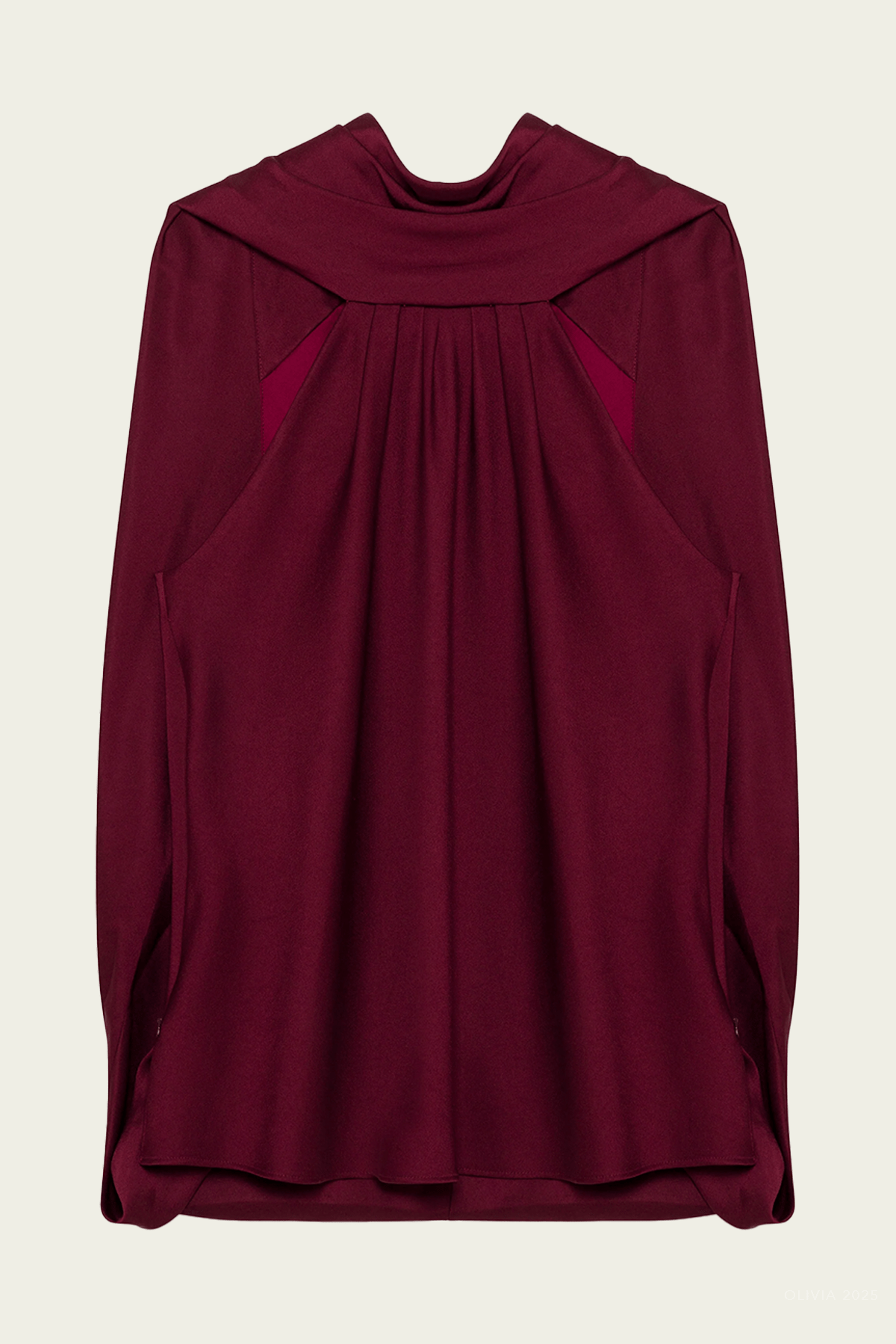 Scarlett Satin Cape Top in Oxblood - shop - olivia.com