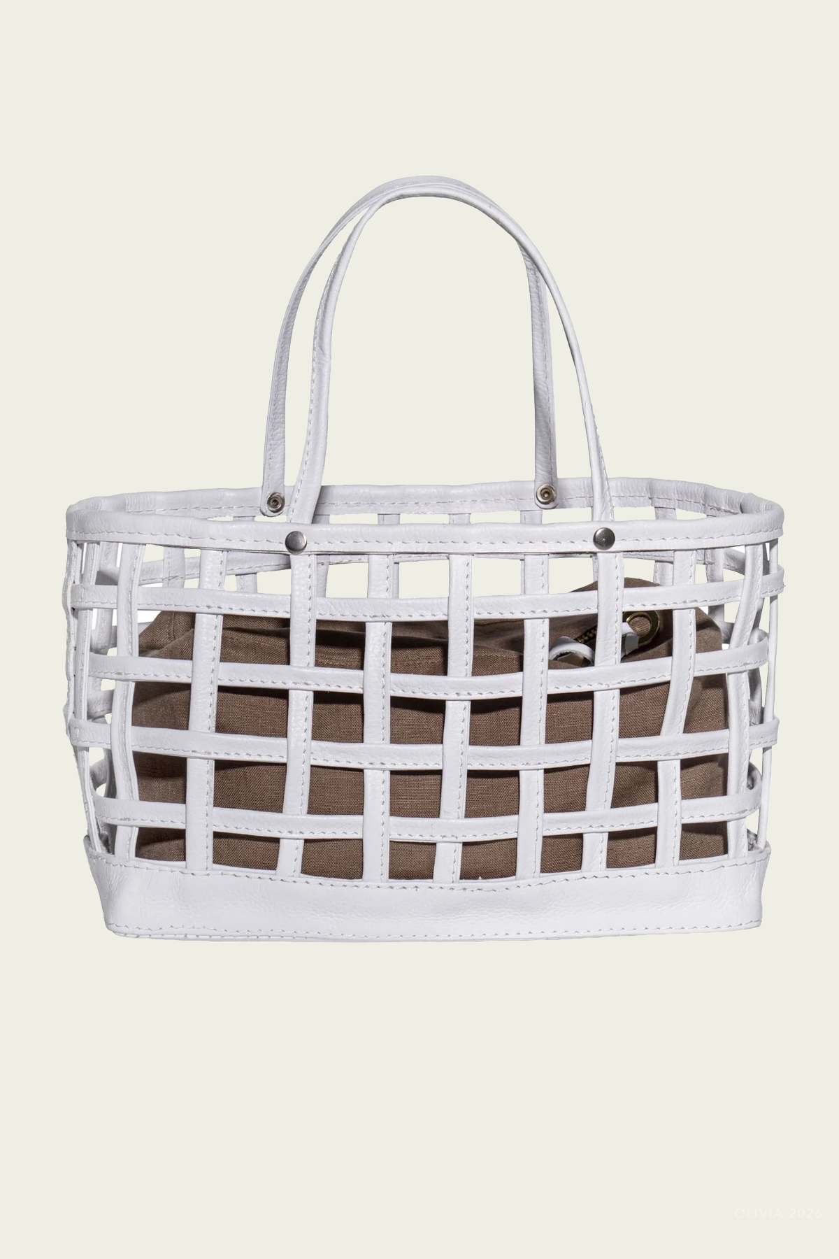Leather & Linen Basket Bag