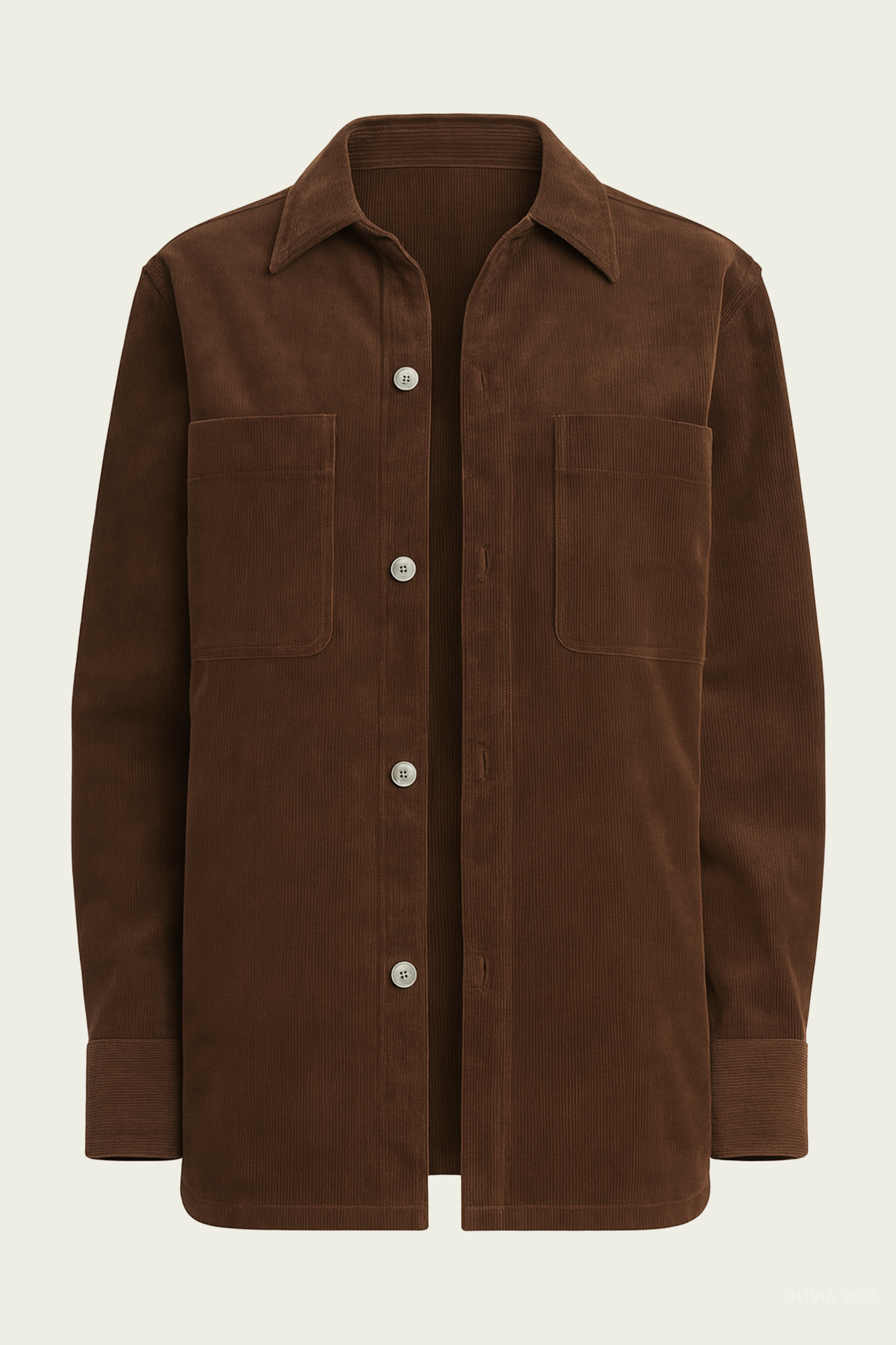 April Corduroy Shacket in Slate Brown