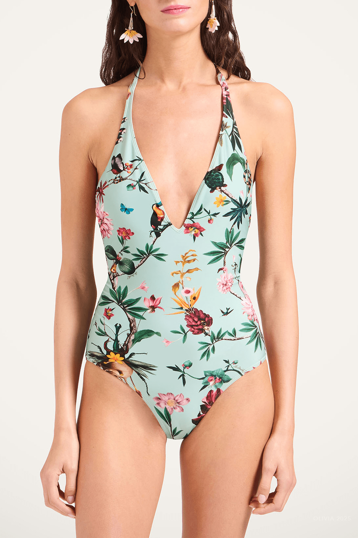 Sexy Swimsuit in Zooflora Mini Light Blue - shop - olivia.com