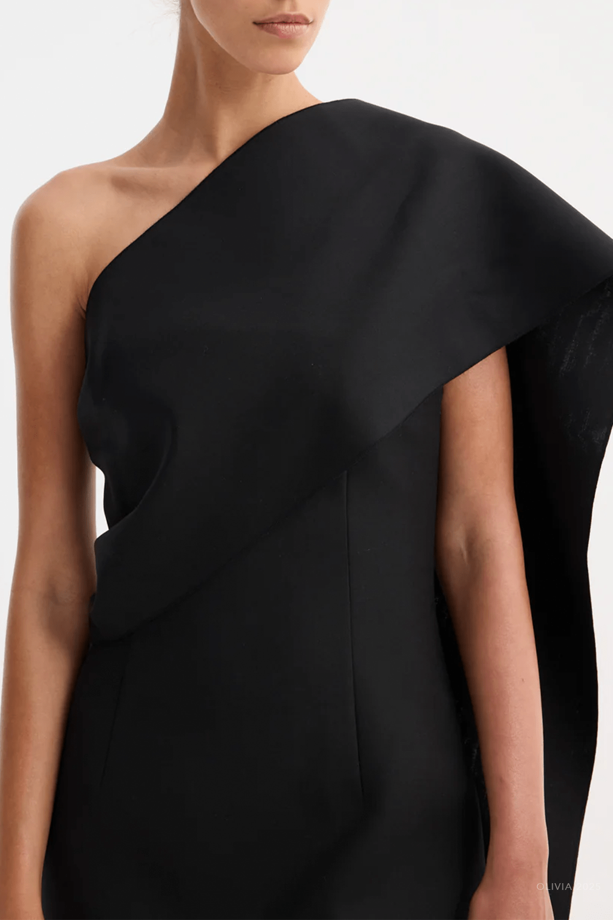 Short Sculptural Sash Dress in Black - shop - olivia.com