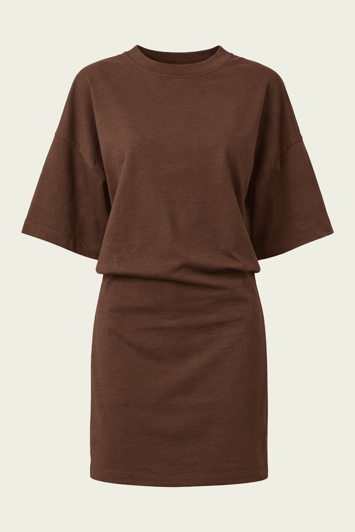 Short - Sleeve Supima Curve Mini Dress in Chocolate - shop - olivia.com
