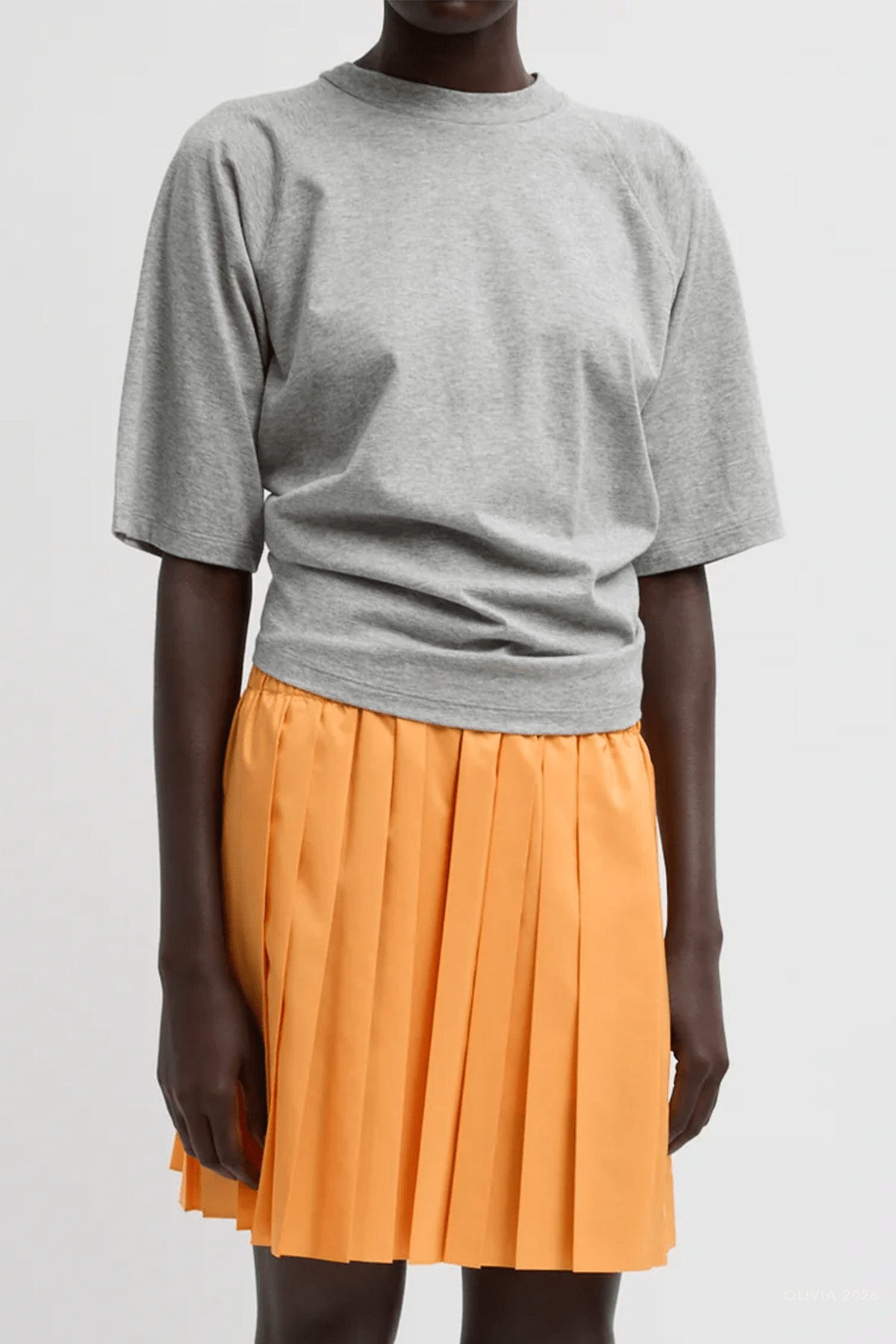 Short Sleeve T-Shirt With Shirred Back in Heather Grey - shop - olivia.com