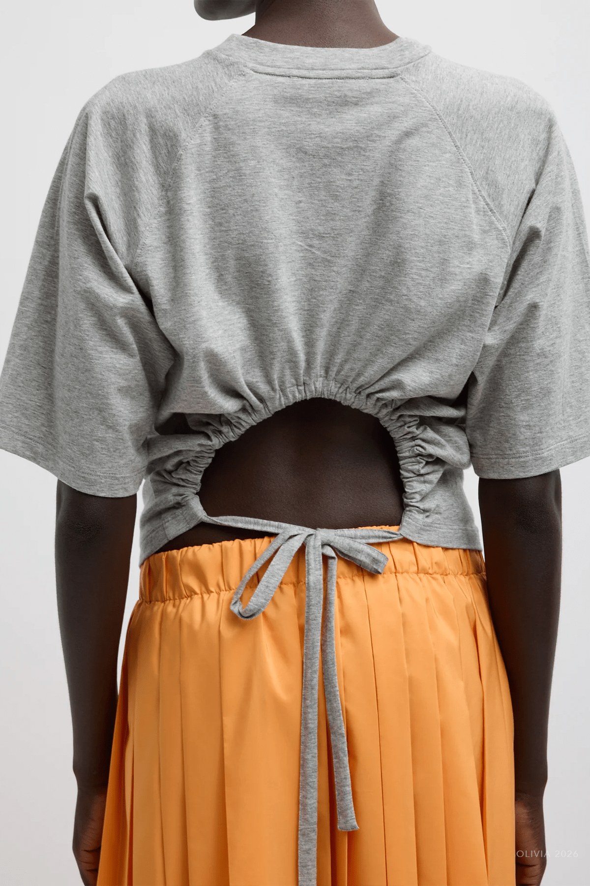 Short Sleeve T-Shirt With Shirred Back in Heather Grey - shop - olivia.com
