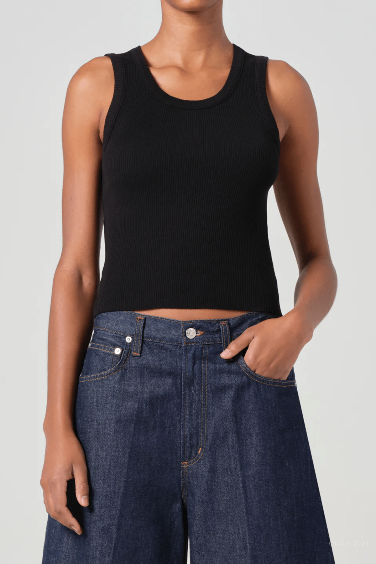 Shrunken Poppy Tank in Black - shop - olivia.com