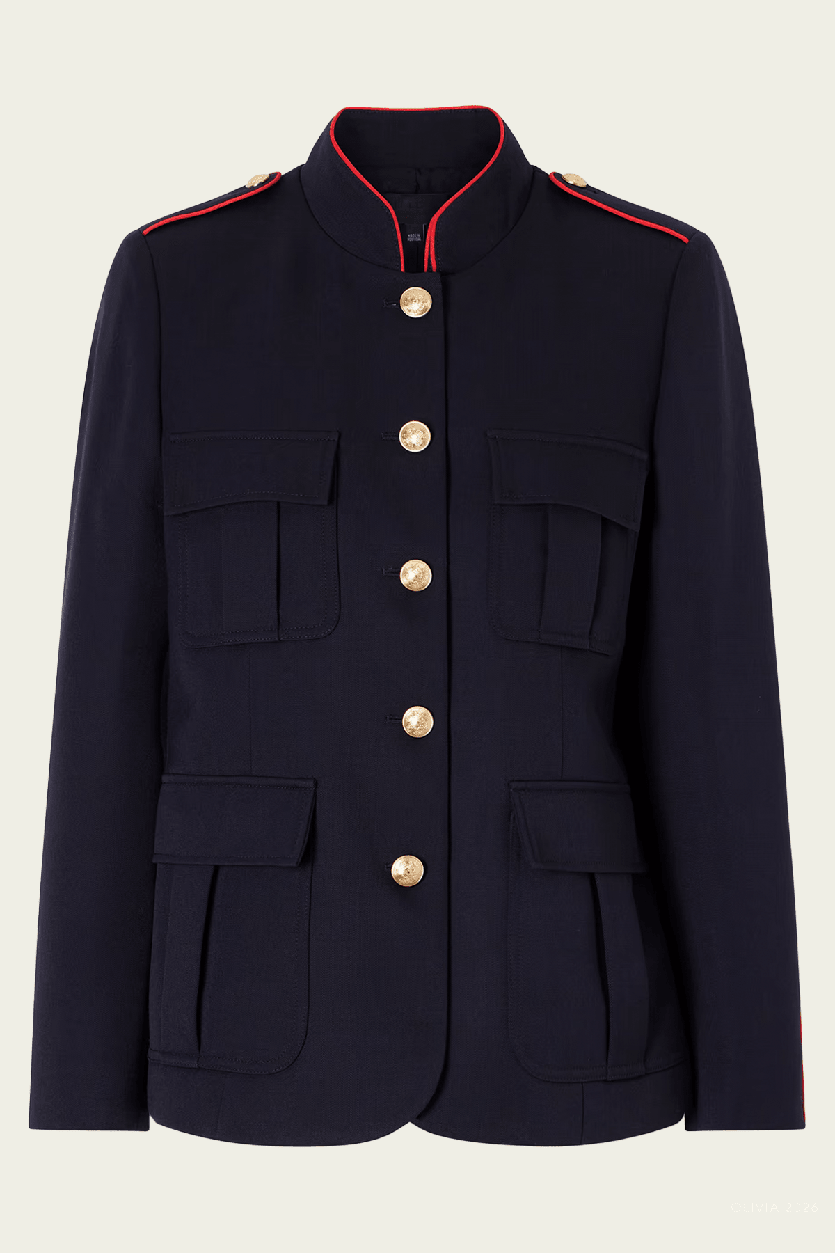 Silas Jacket in Midnight with Red Piping - shop - olivia.com