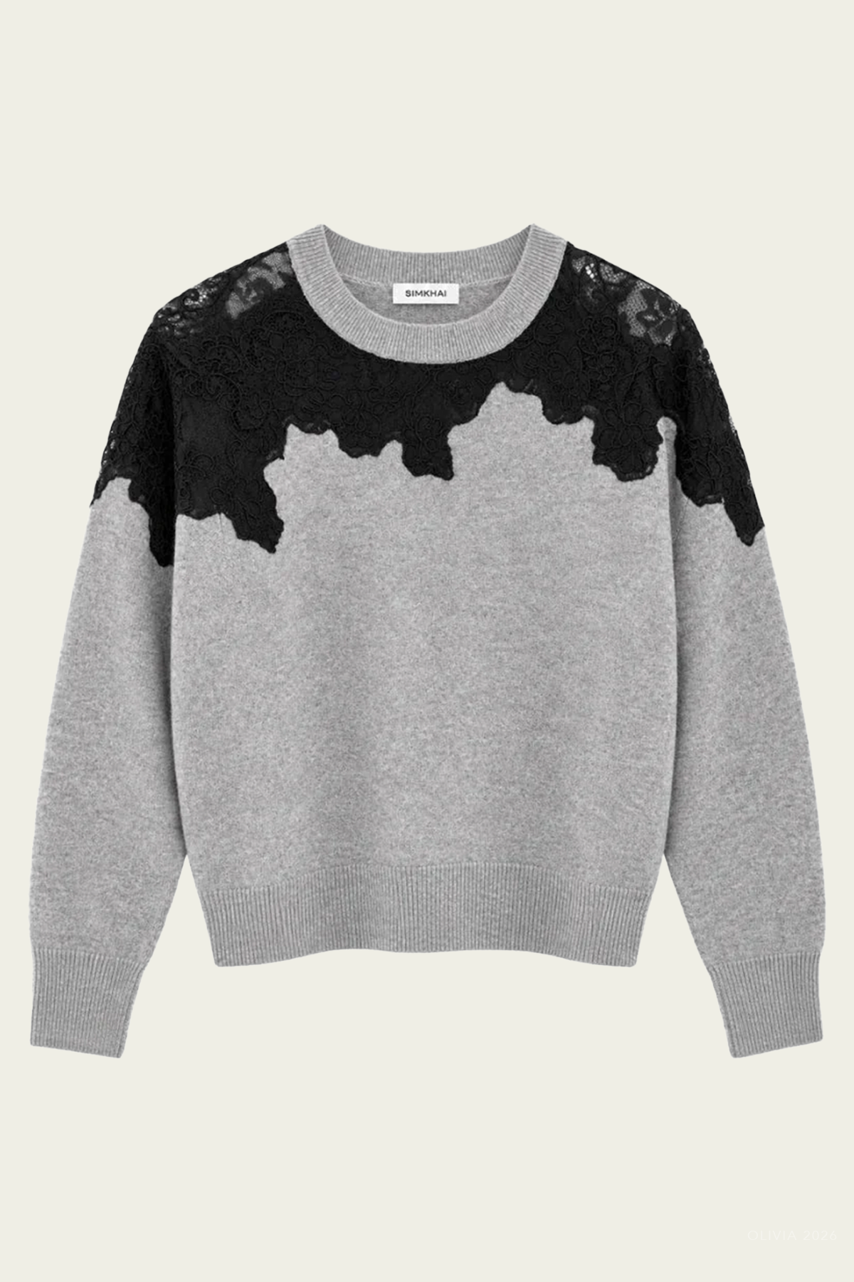 Larissa Crewneck Sweater in Grey Melange Black