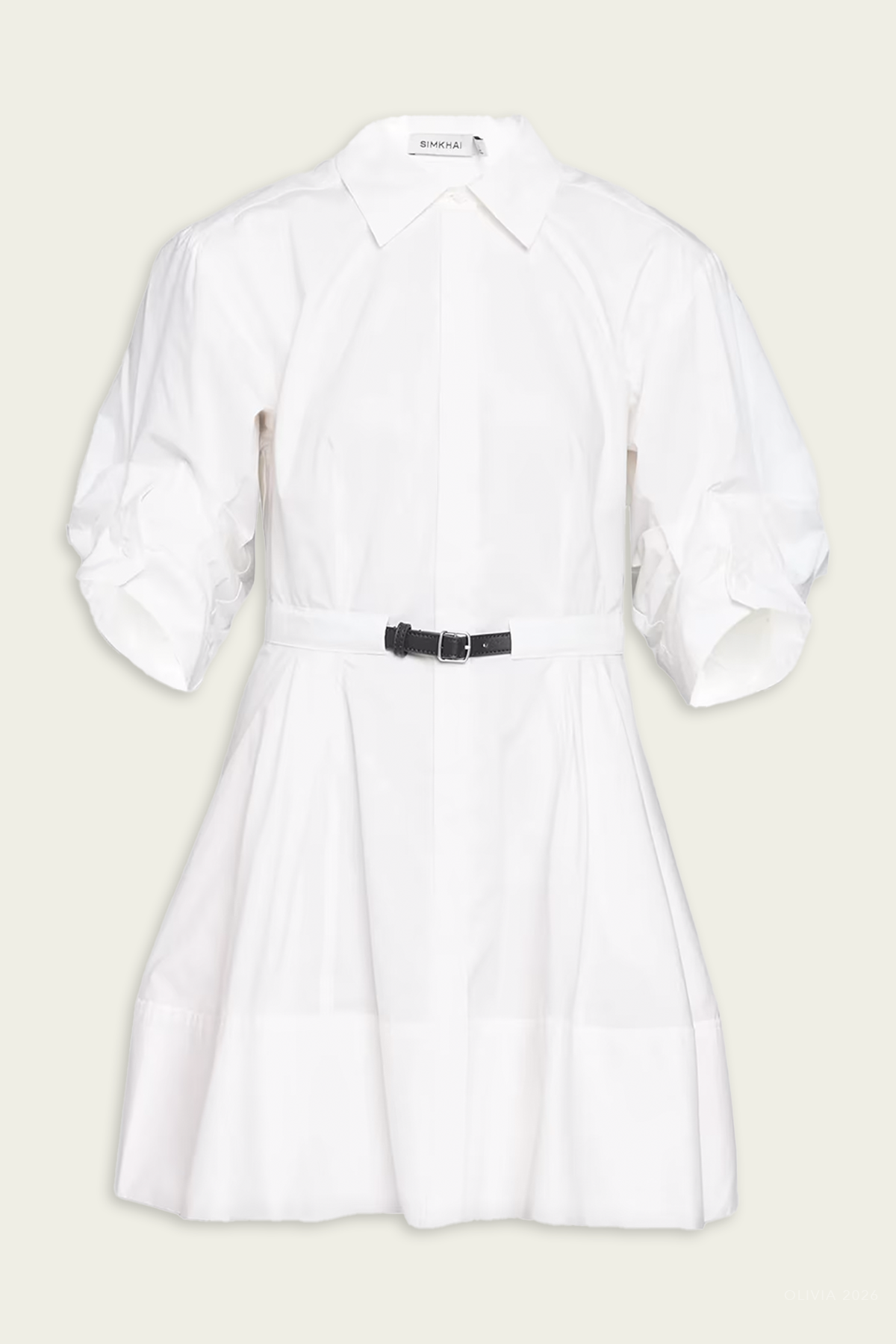 Shana Belted Mini Dress in White