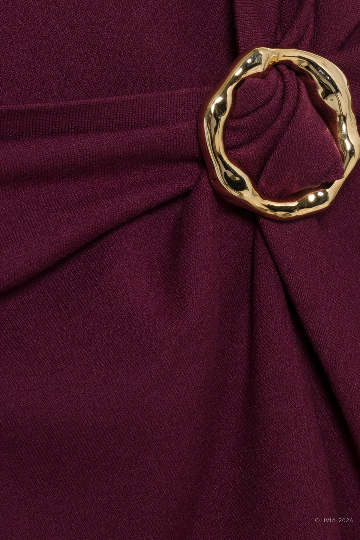 Genne Draped Knit Midi Dress in Fig