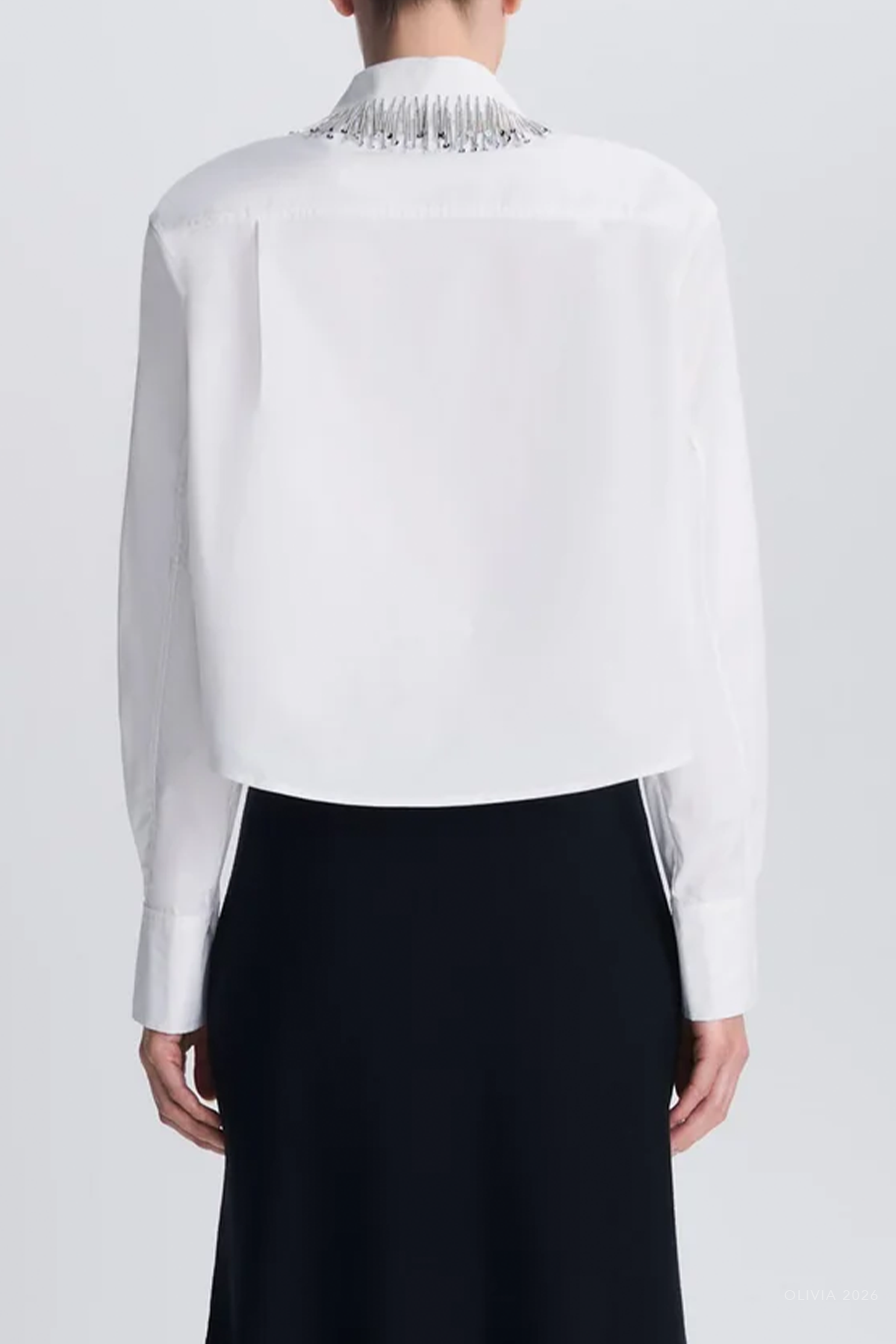 Renata Embellished Button Down Shirt in White