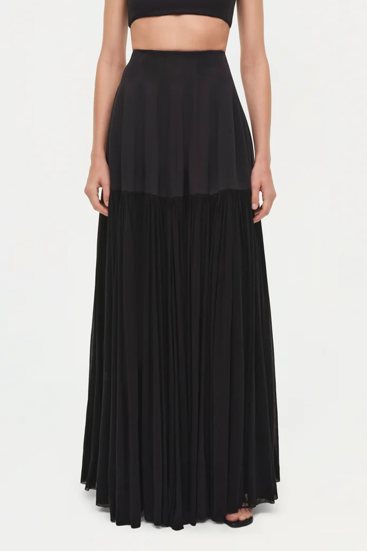 Saryn Draped Jersey Midi Skirt in Black