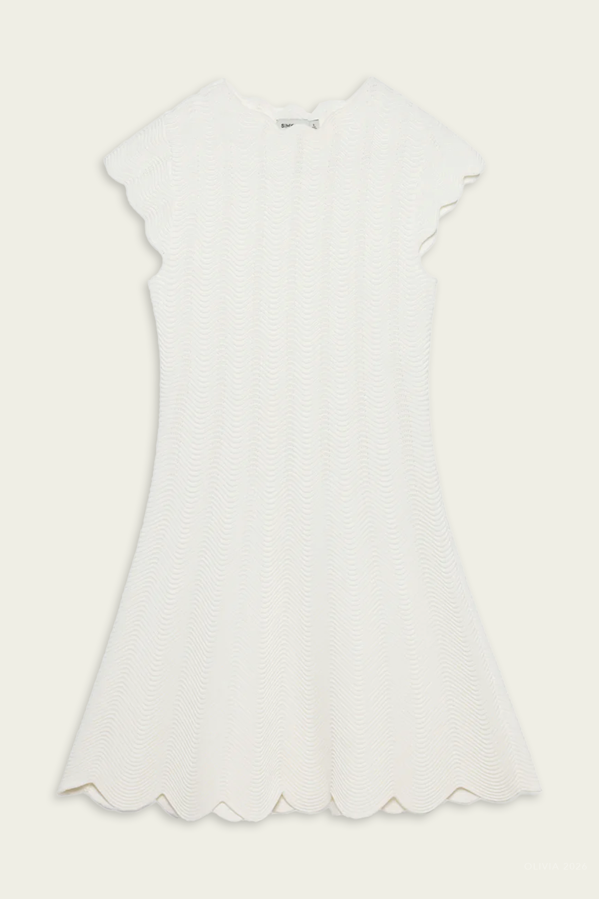 Evalynn Wavy Knit Mini Dress in Ivory