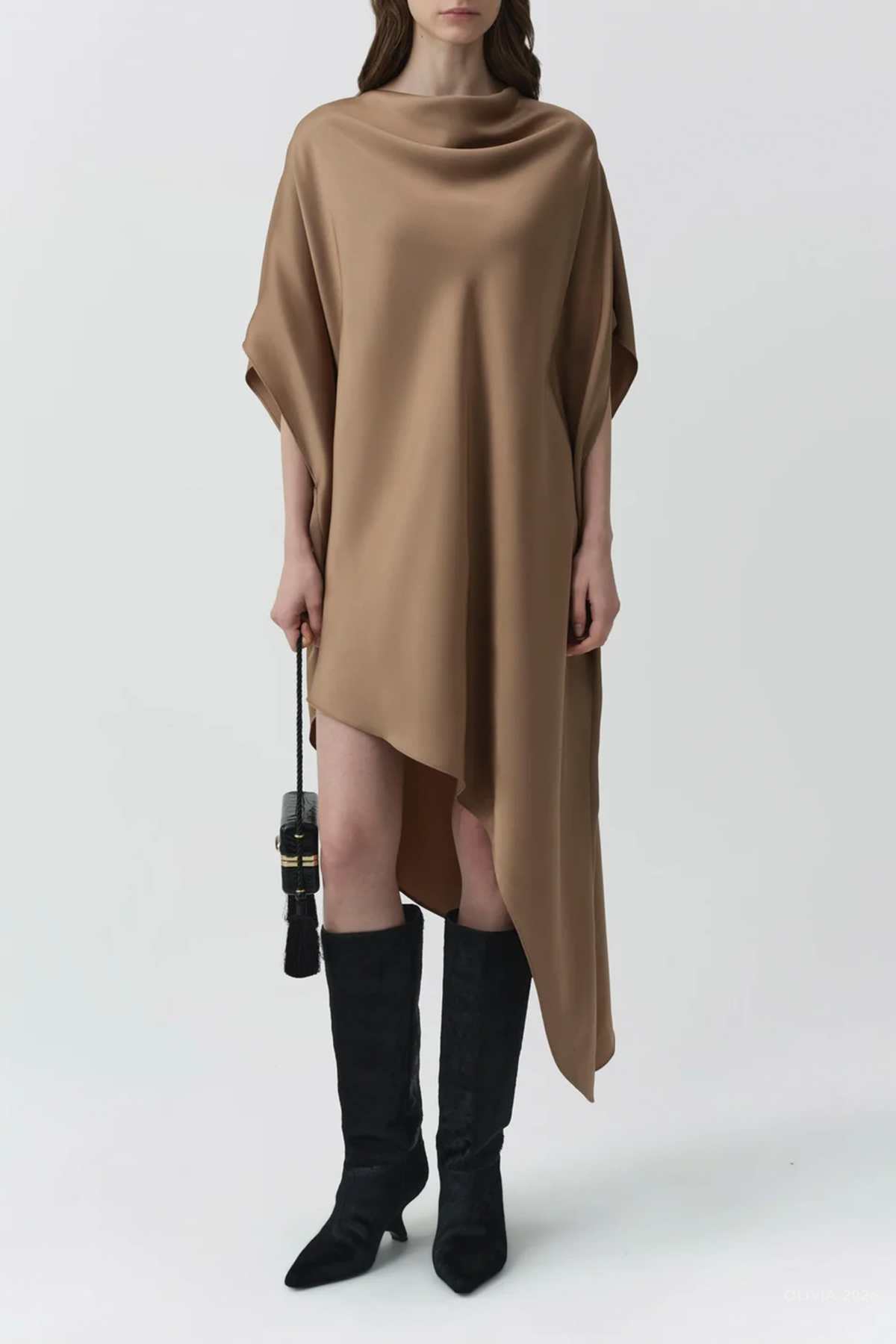 Sadia Satin Mini Dress in Ochre