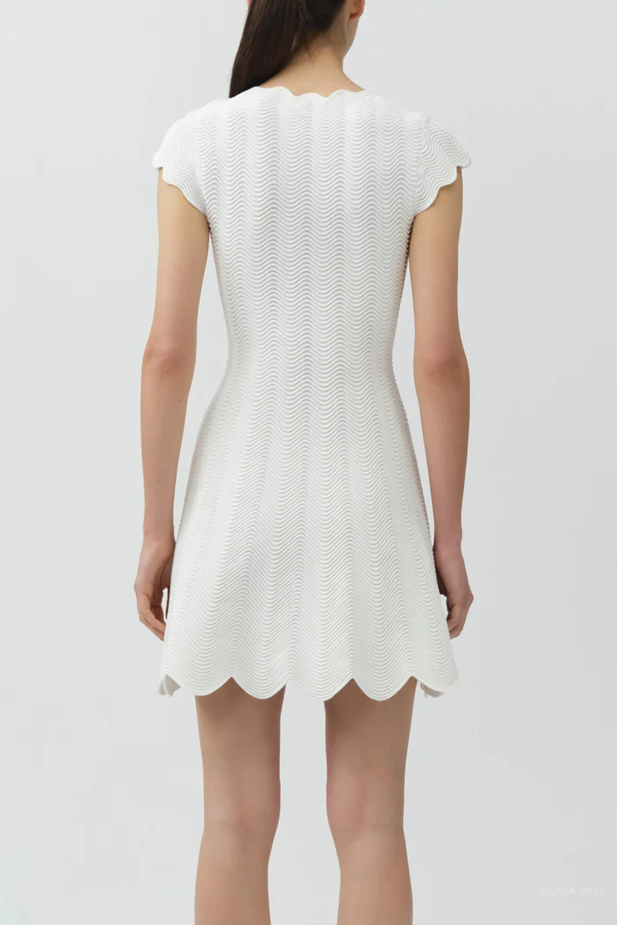 Evalynn Wavy Knit Mini Dress in Ivory