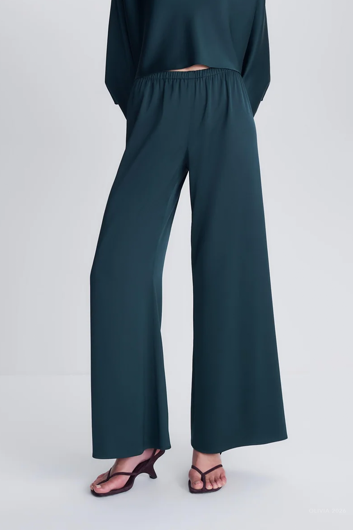 Roni Satin Pant in Dark Spruce