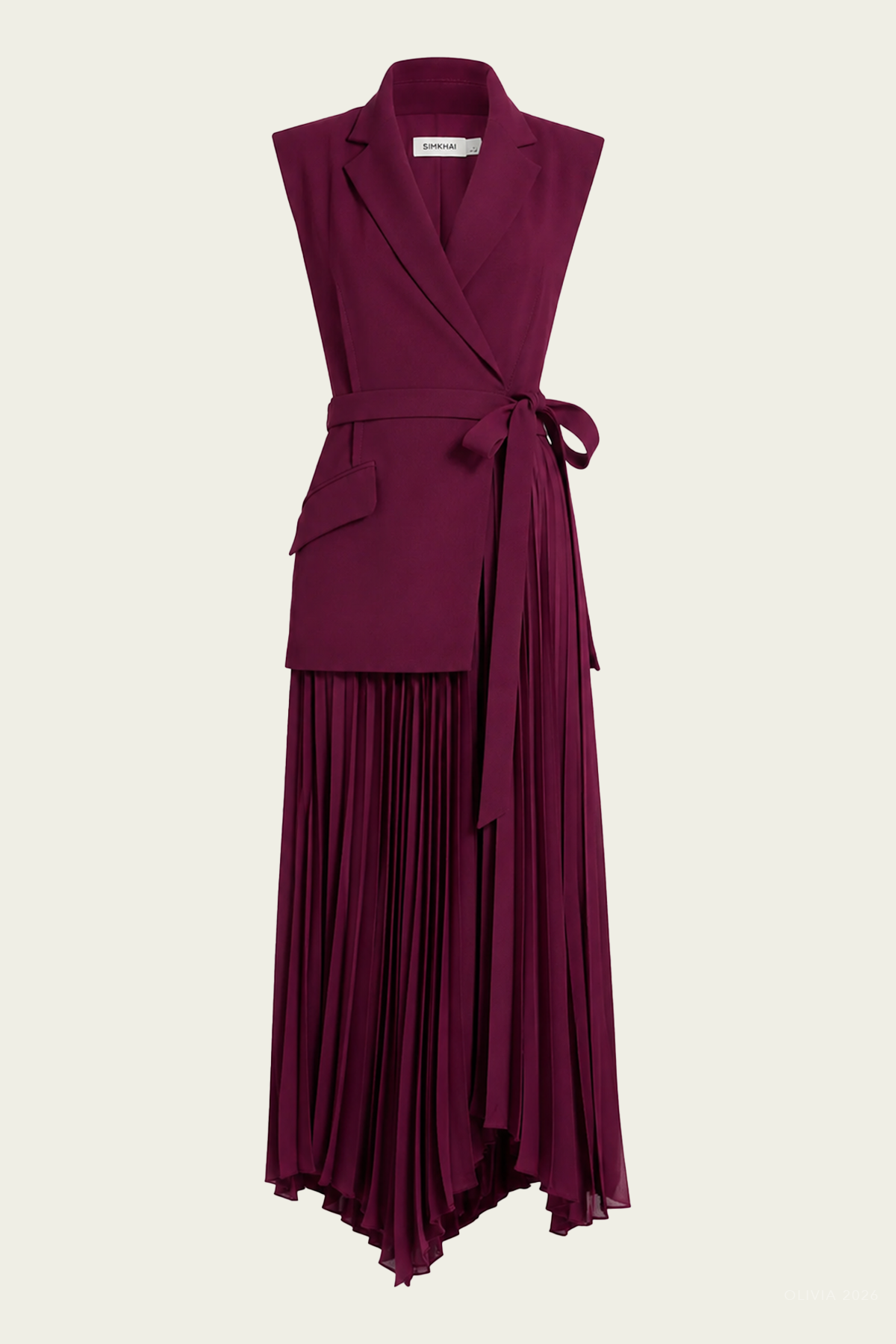 Helena Combo Blazer Dress in Fig