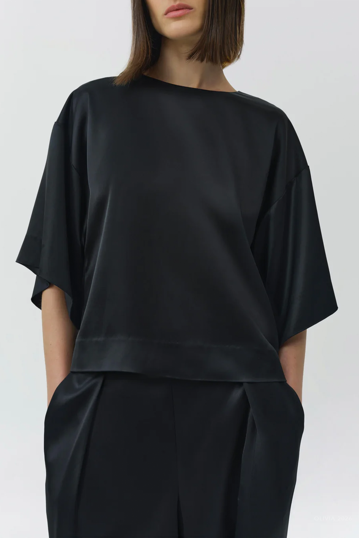 Alina Satin Top in Black