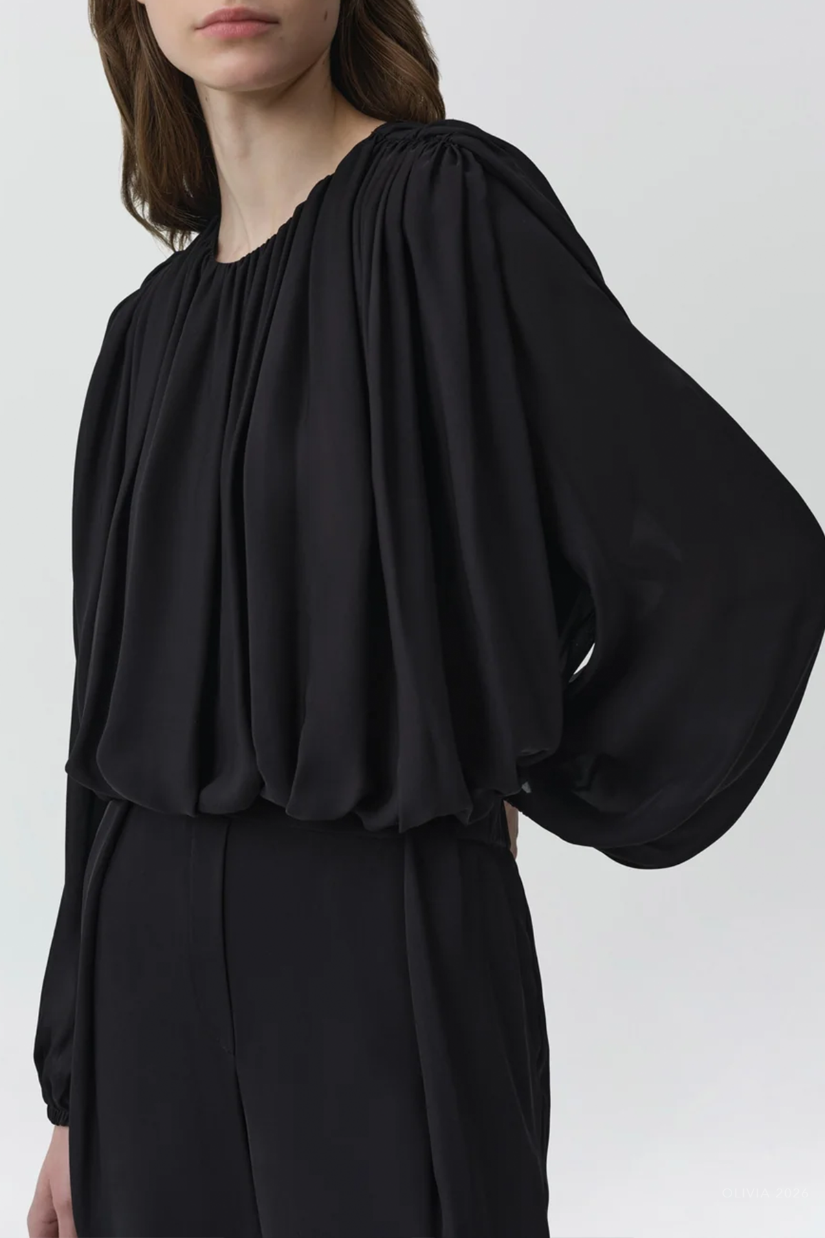 Frida Silk Georgette Top in Black