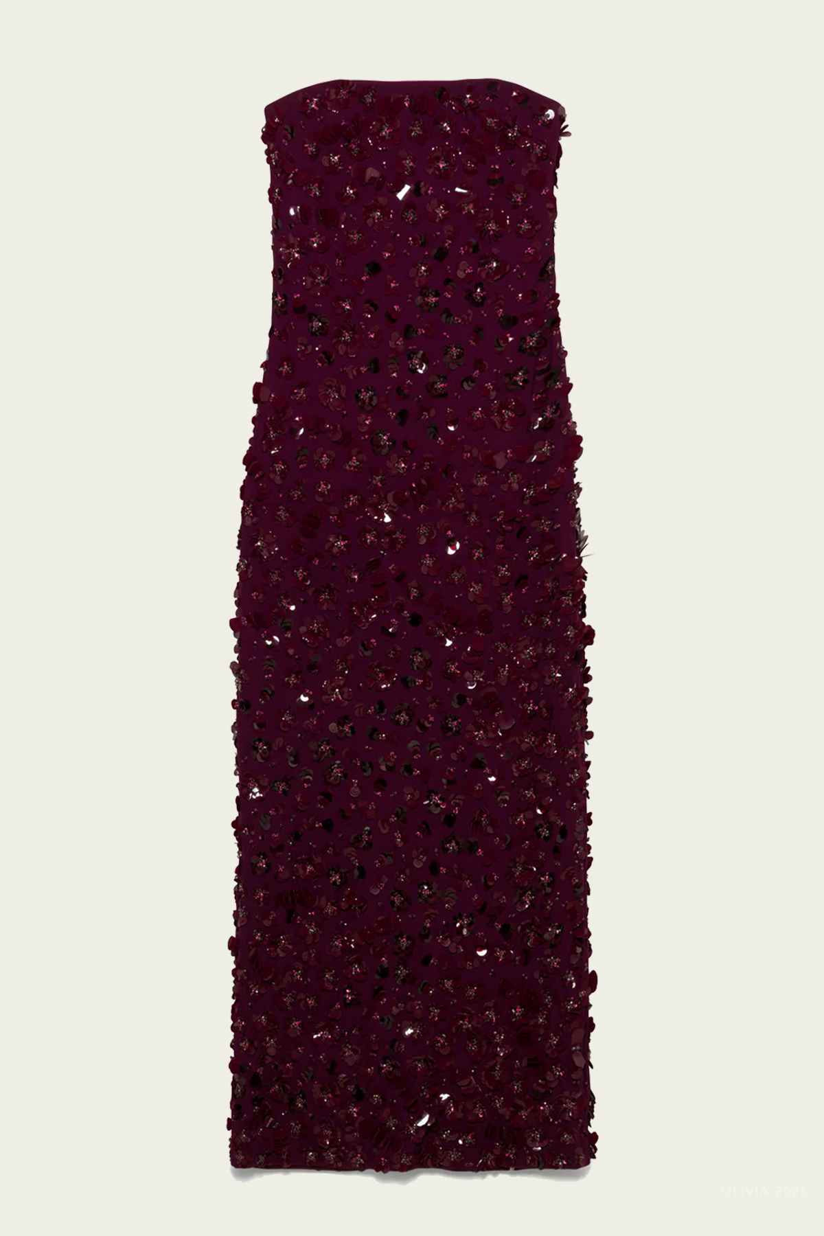 Serafina Strapless Embellished Gown in Fig