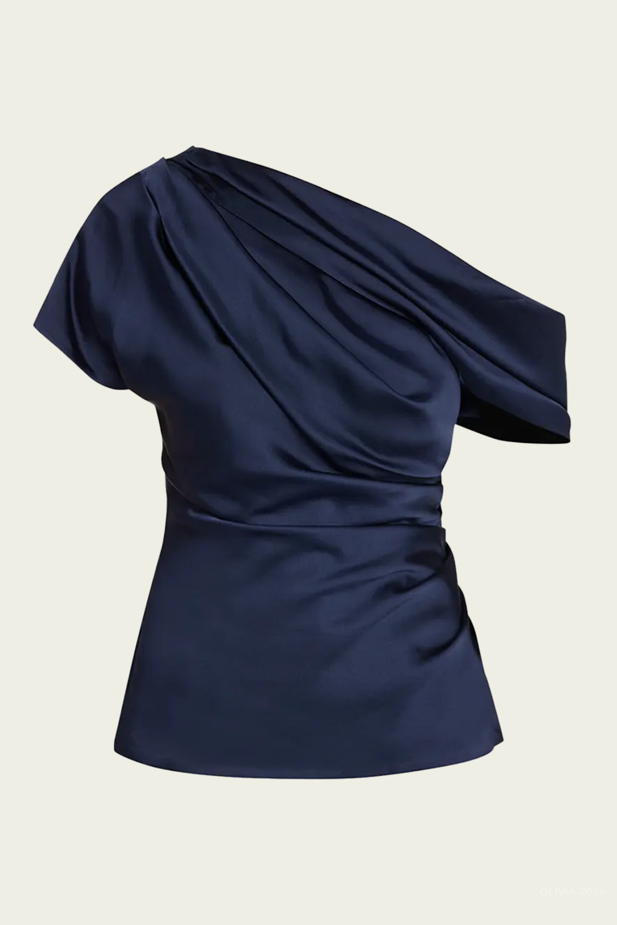 Phoebe Draped Satin Top in Midnight