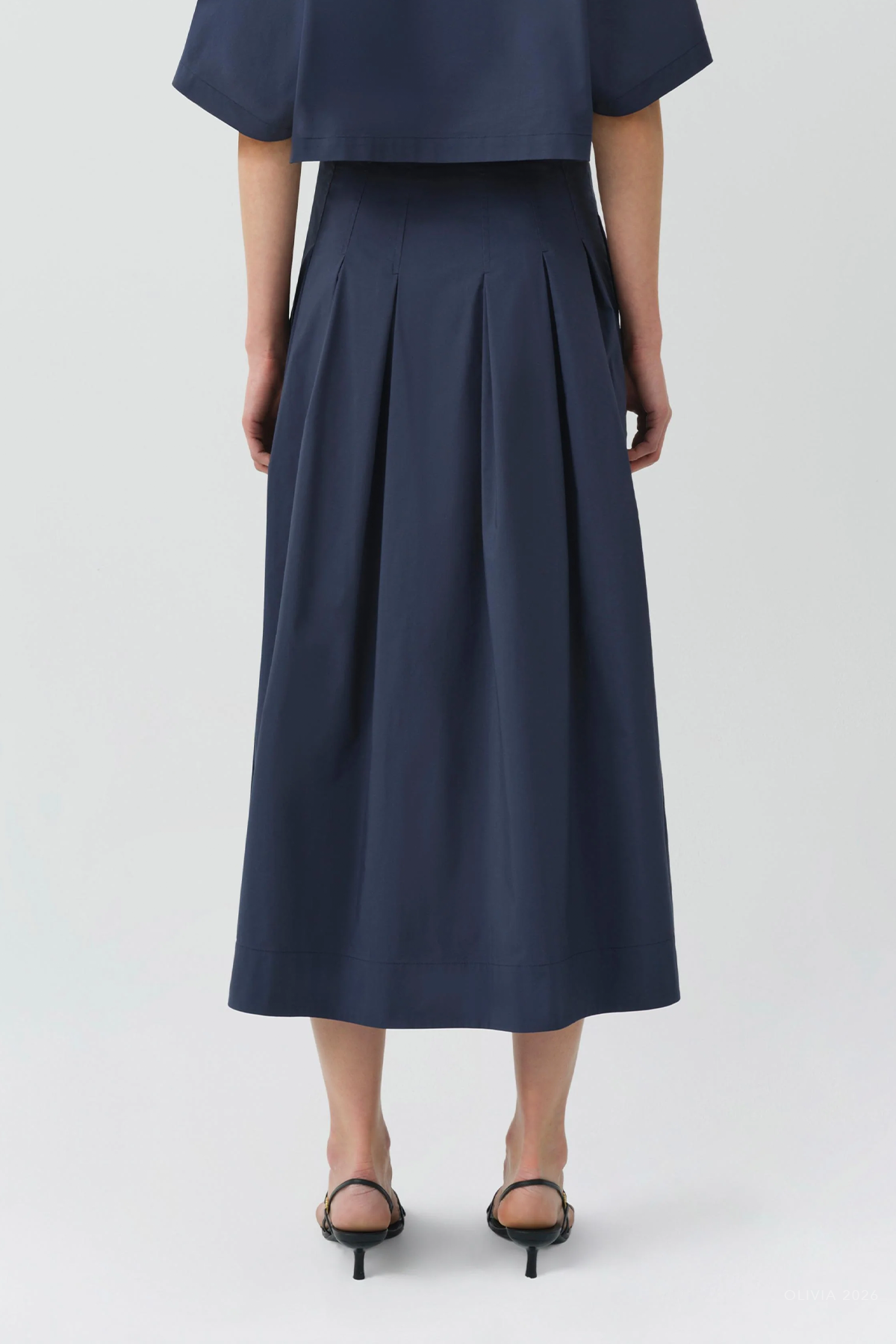 Elora Cotton Midi Skirt in Midnight