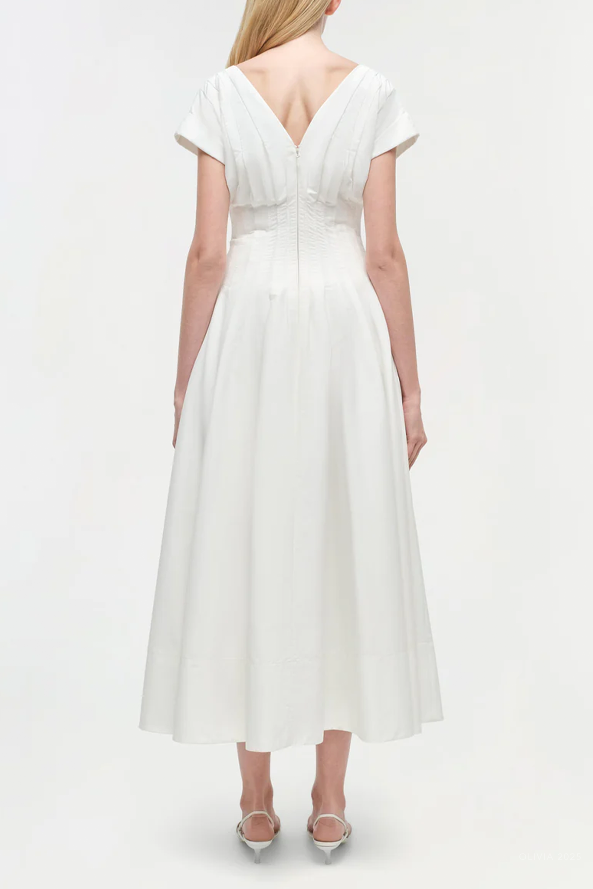 Nina Cotton Midi Dress in White