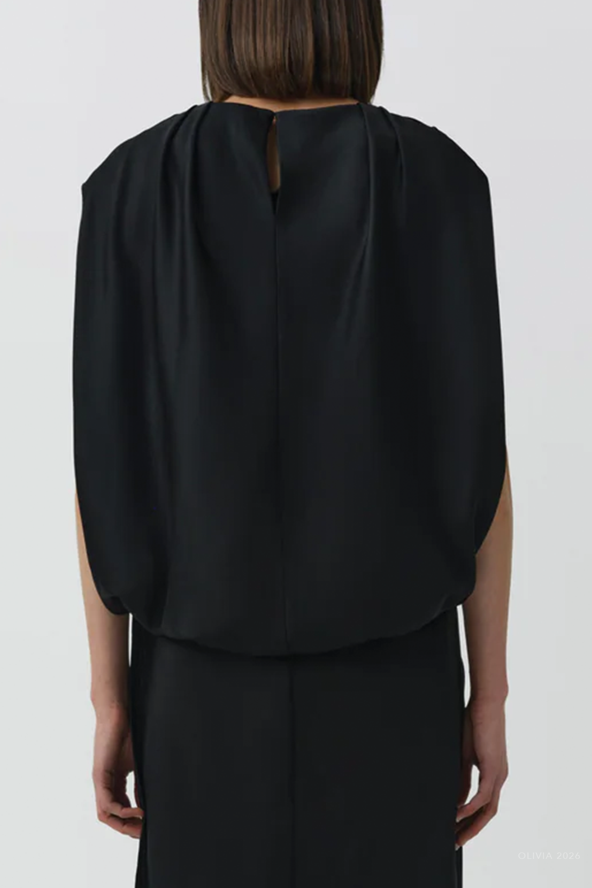 Bella Satin Cape Top in Black