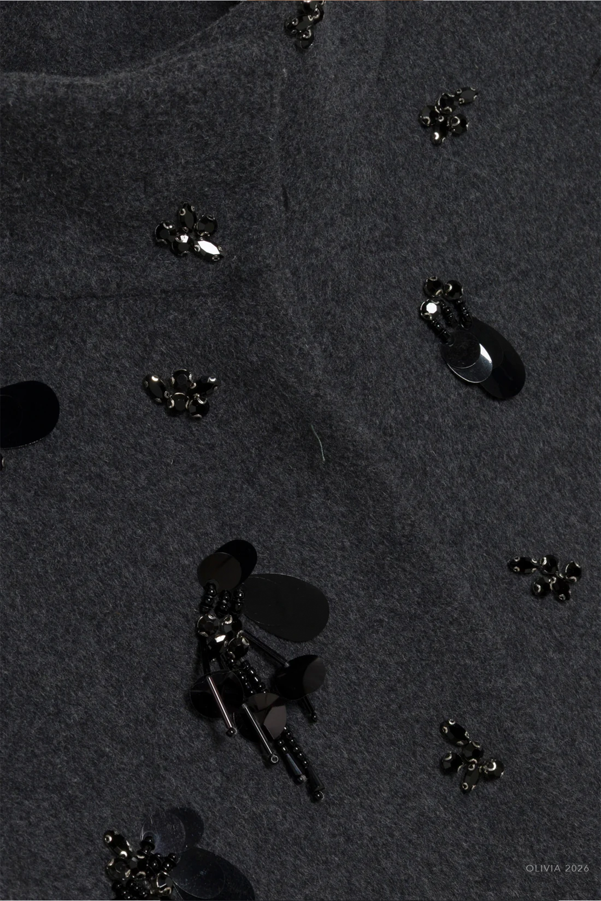 Siena Embellished Wool Jacket in Dark Charcoal