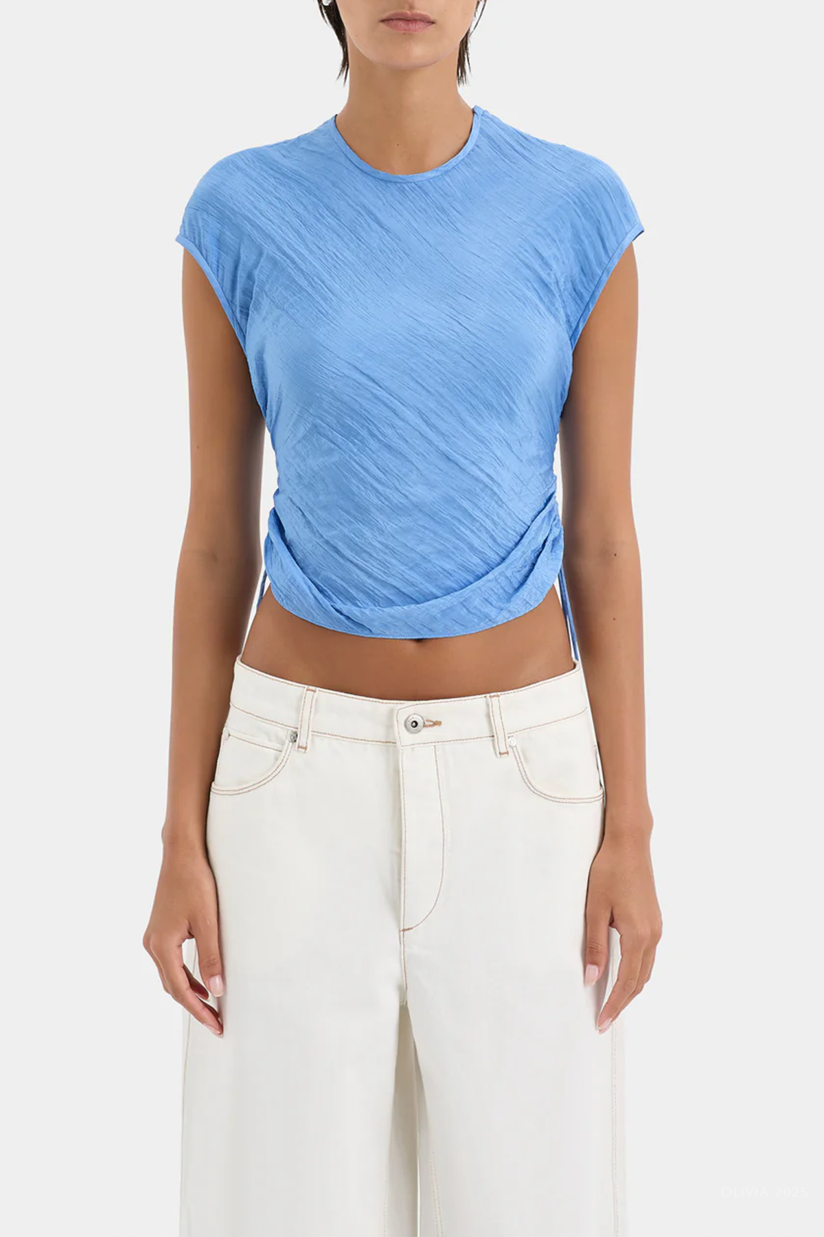 Ligera Gathered Top in Cornflower