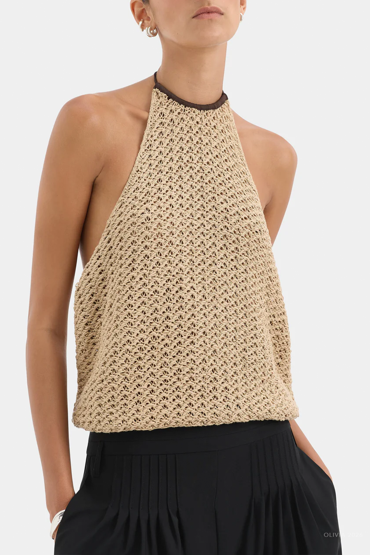 Ellinor Halter Top in Light Beige