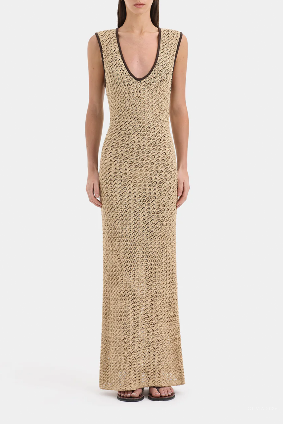 Ellinor Midi Dress in Light Beige