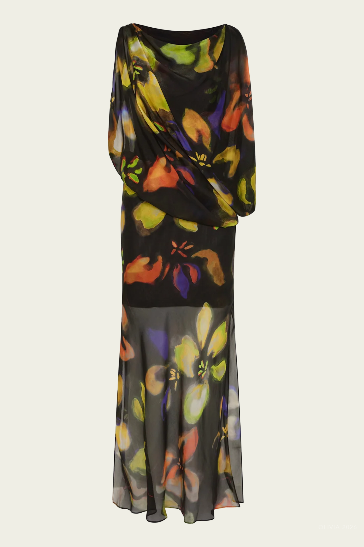 Arisa Maxi Dress in Blur Poppy
