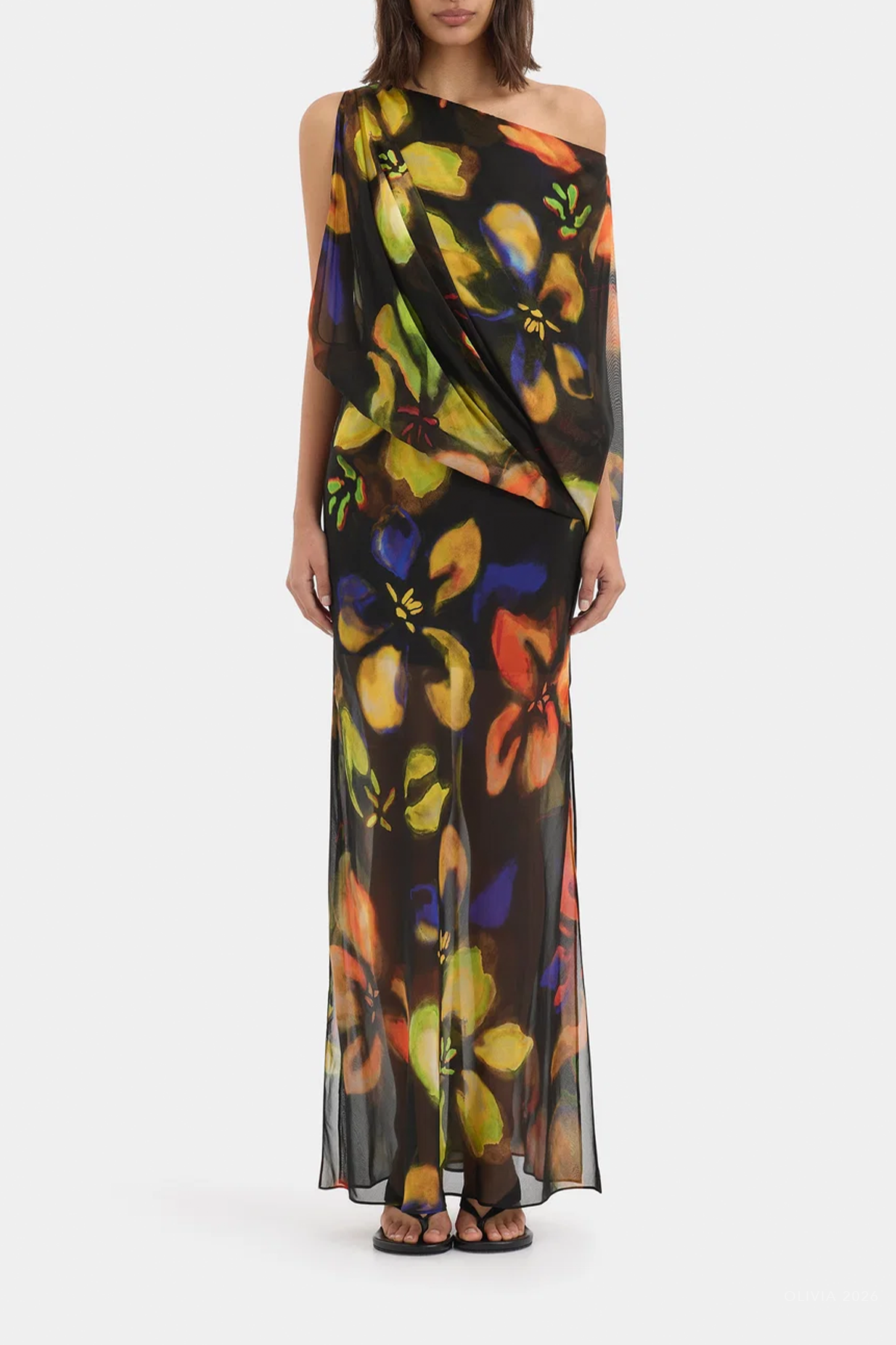 Arisa Maxi Dress in Blur Poppy