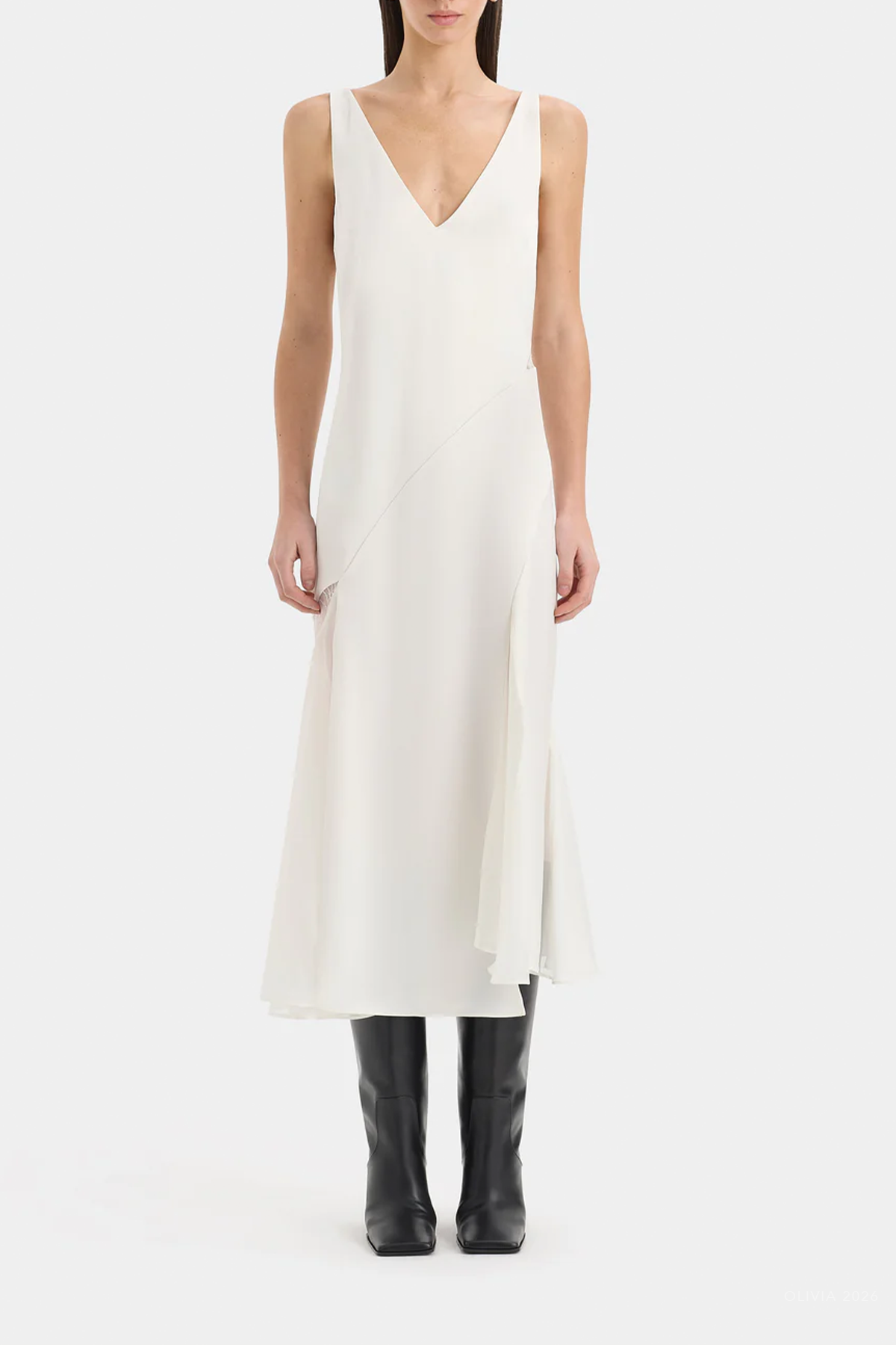 Ingrid Lace Midi Dress in Ivory