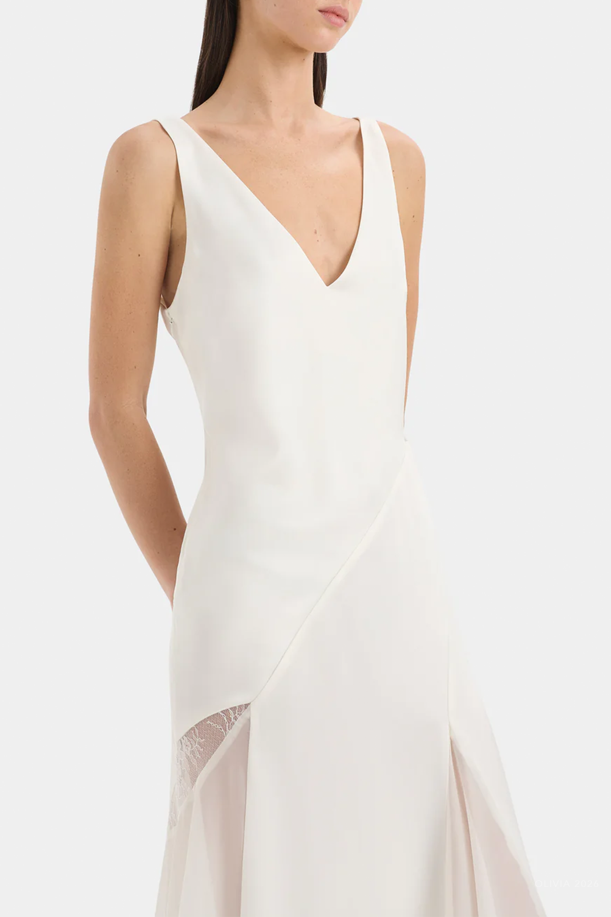 Ingrid Lace Midi Dress in Ivory