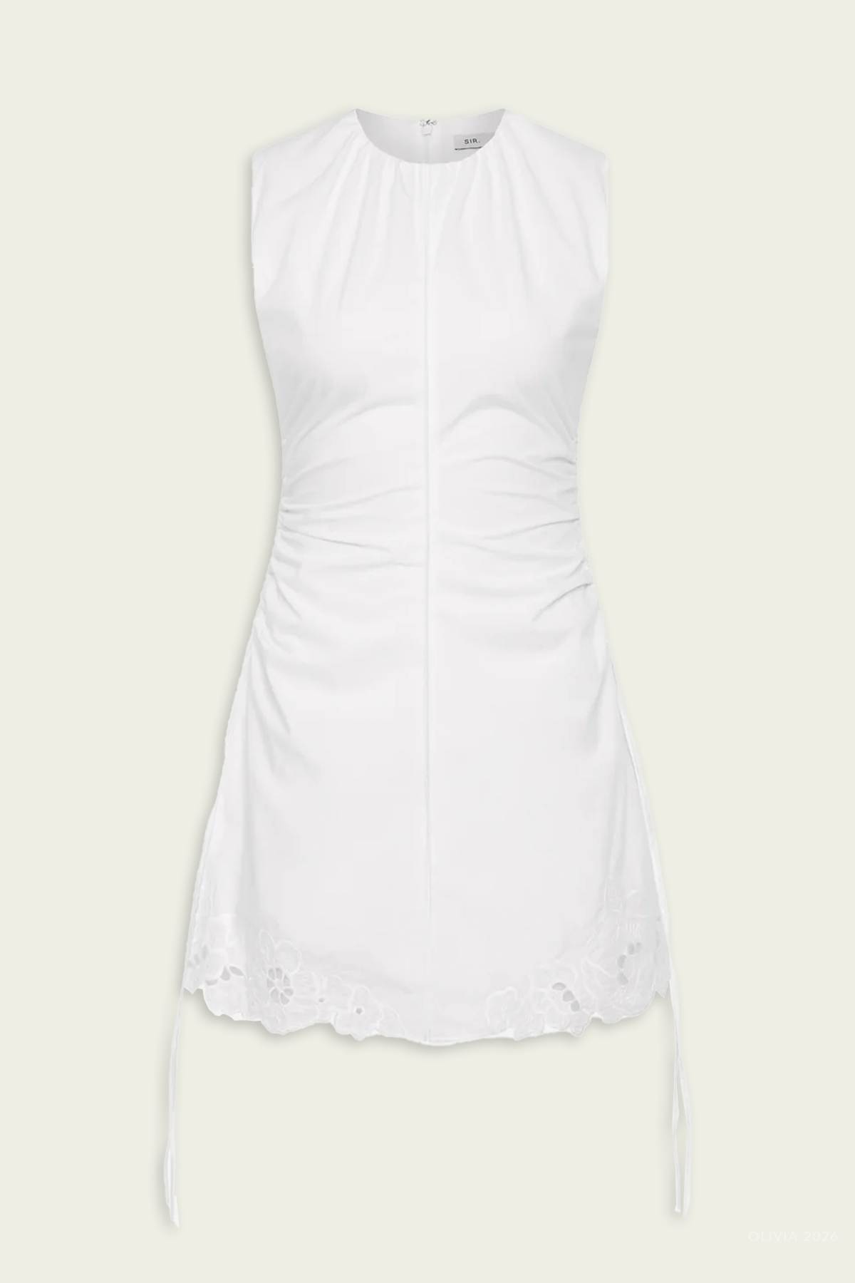 Klara Ruched Mini Dress in Ivory