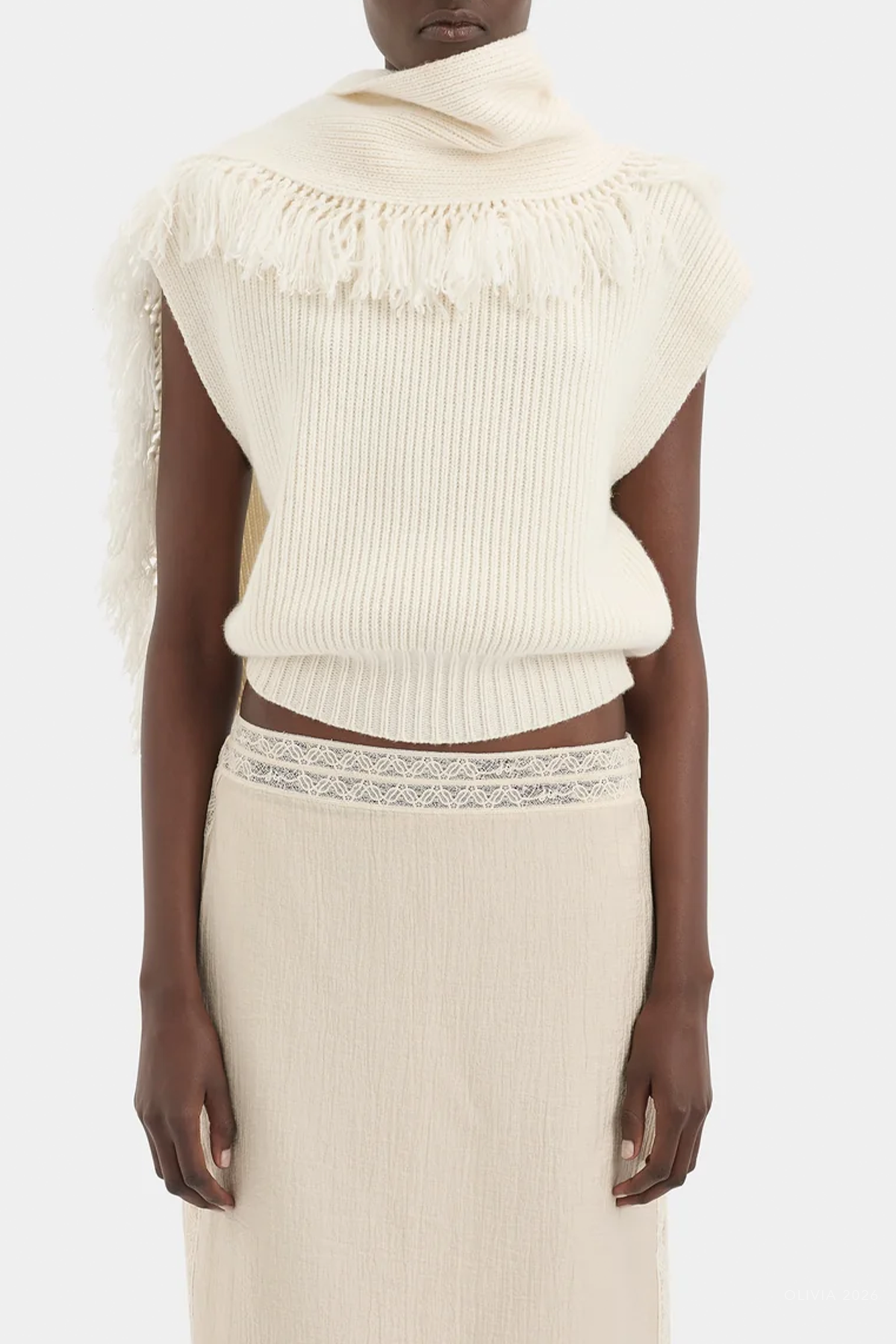 Livae Knitted Scarf Top in Ivory