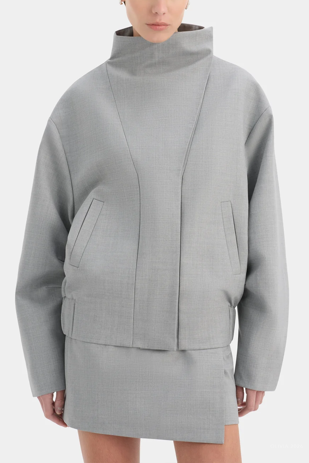 Belle Wrap Mini Skirt in Grey Marle