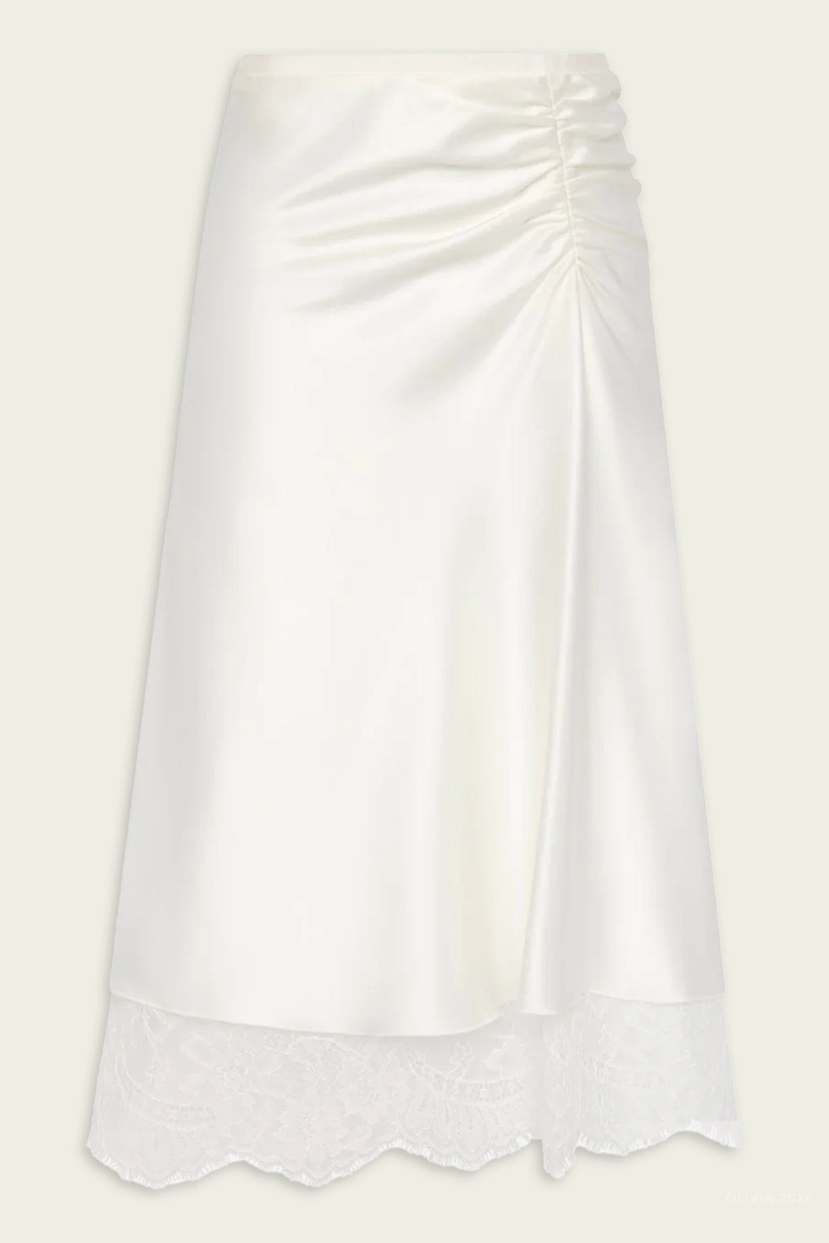 Ingrid Lace Midi Skirt in Ivory