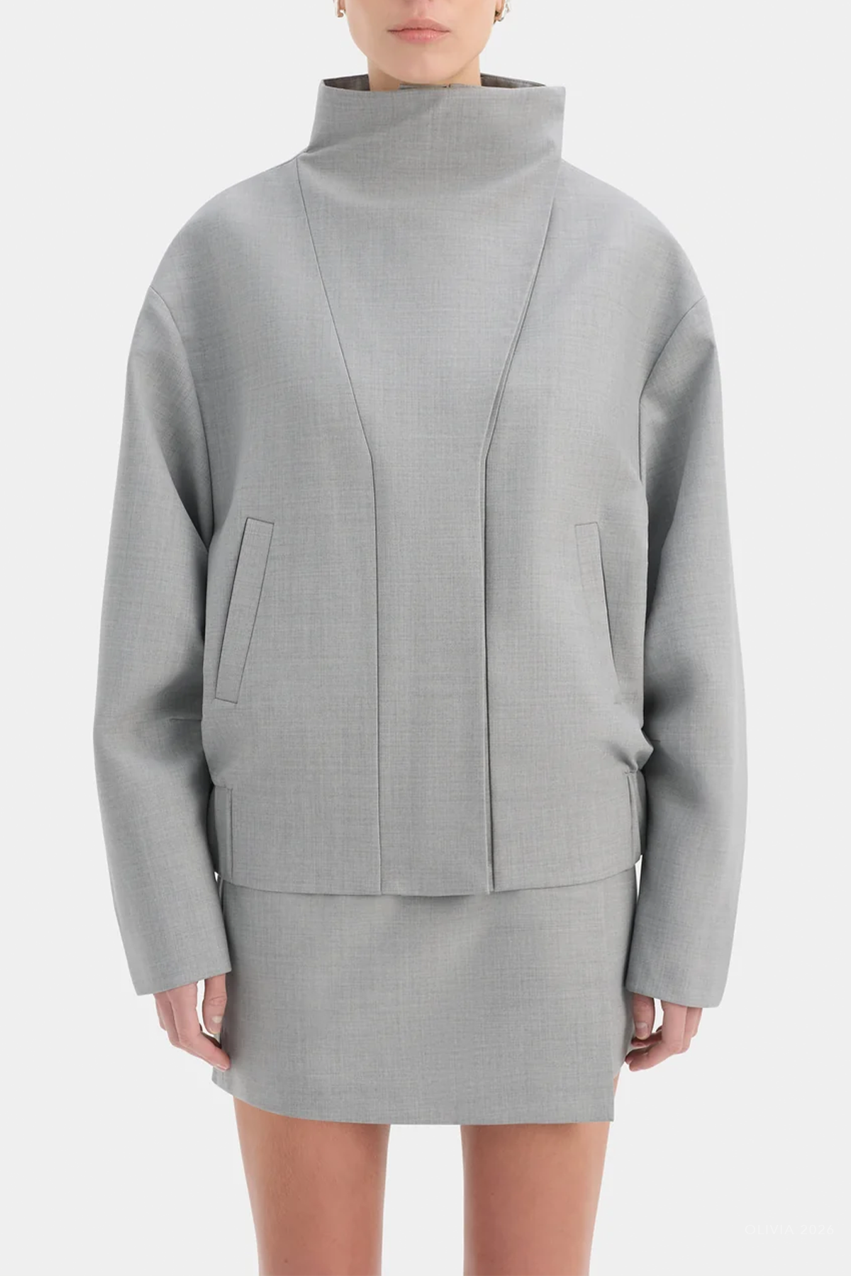Belle Bomber Jacket in Grey Marle