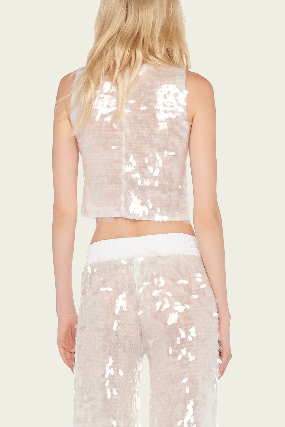 Sleeveless Cropped Top in Clear White - shop-olivia.com