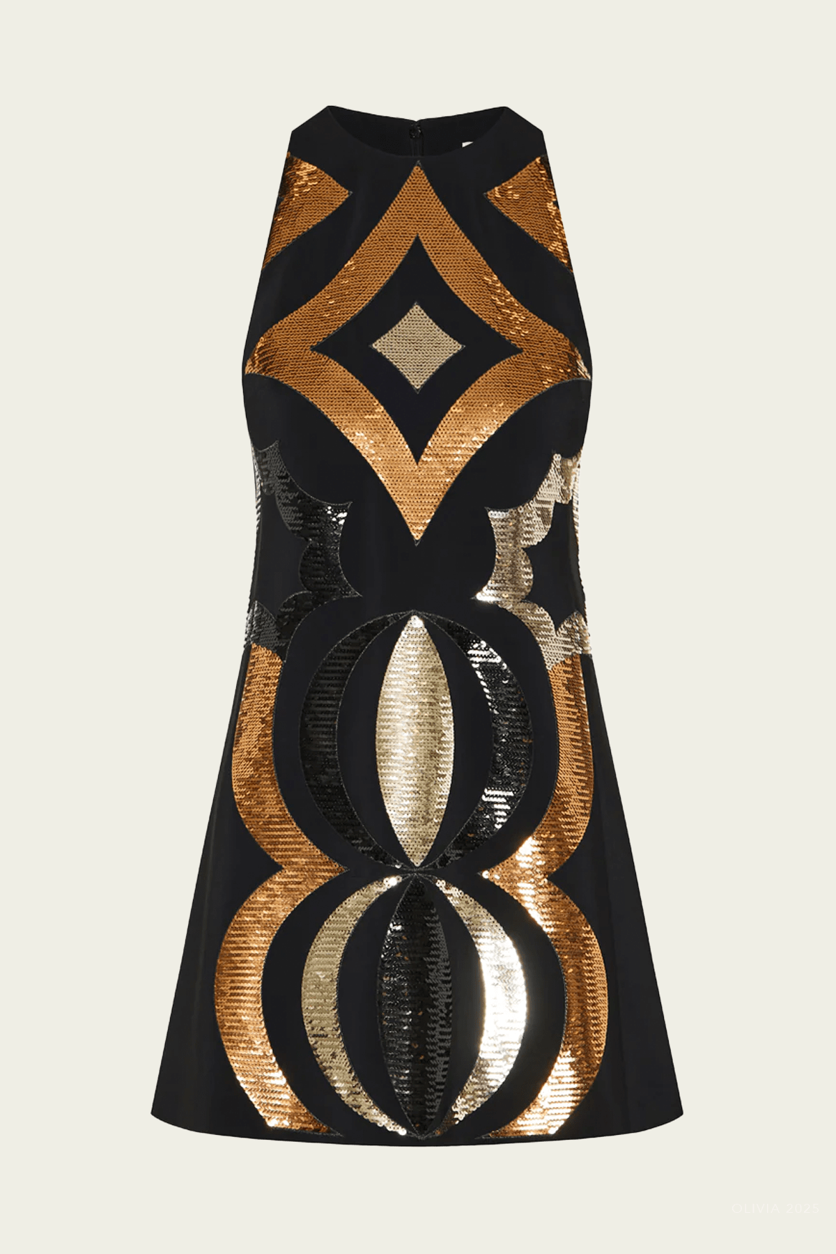 Sleeveless Dress with Collane Embroidery in Nero