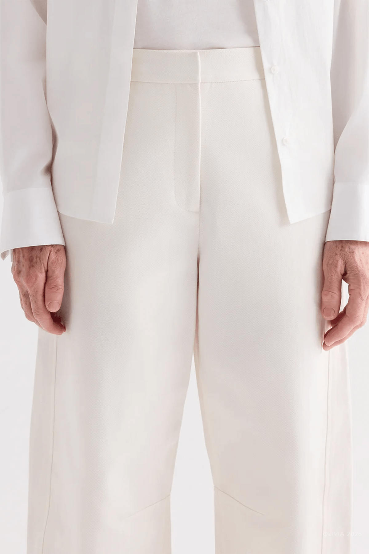 Slouchy BF Trouser in Ivory - shop-olivia.com