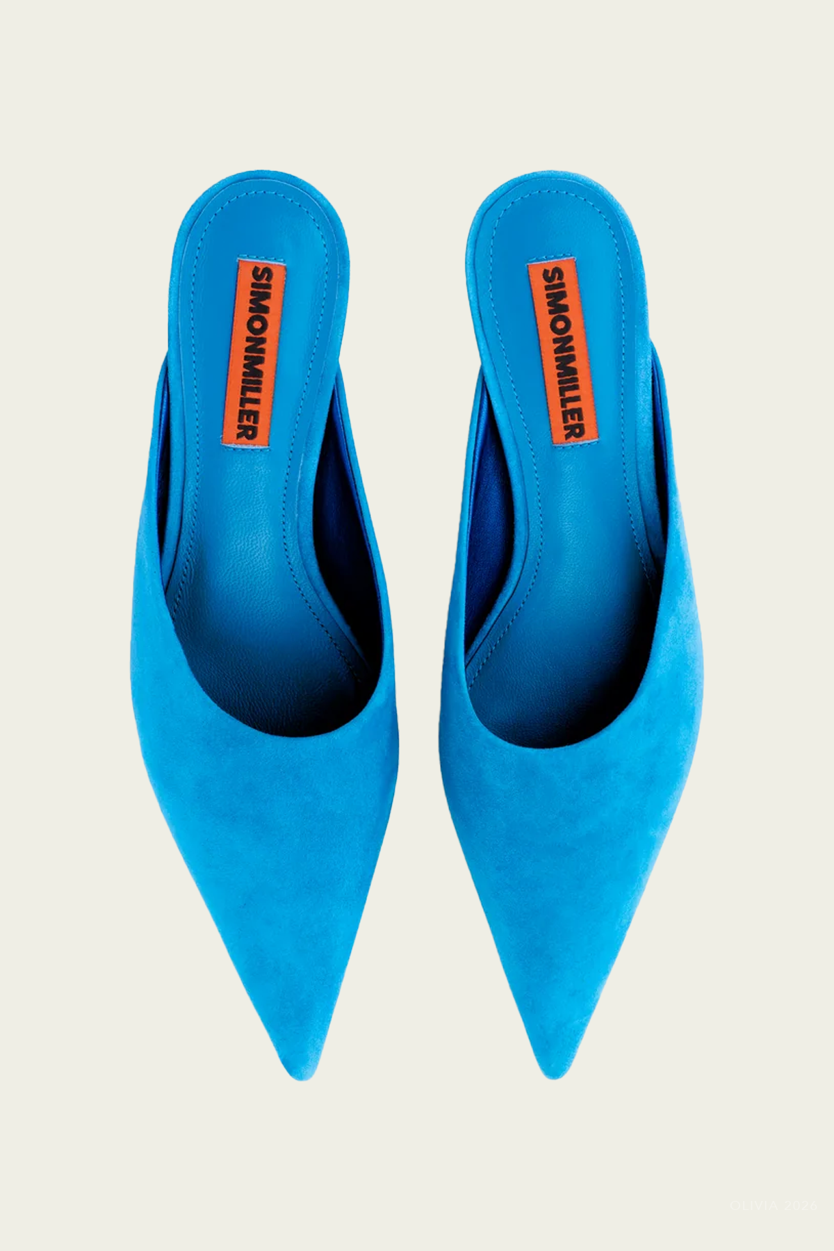 Suede Arrow Mule in Aqua Blue