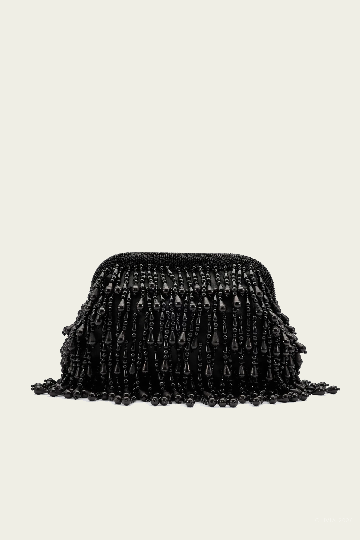 Beaded Drop Clutch in Black