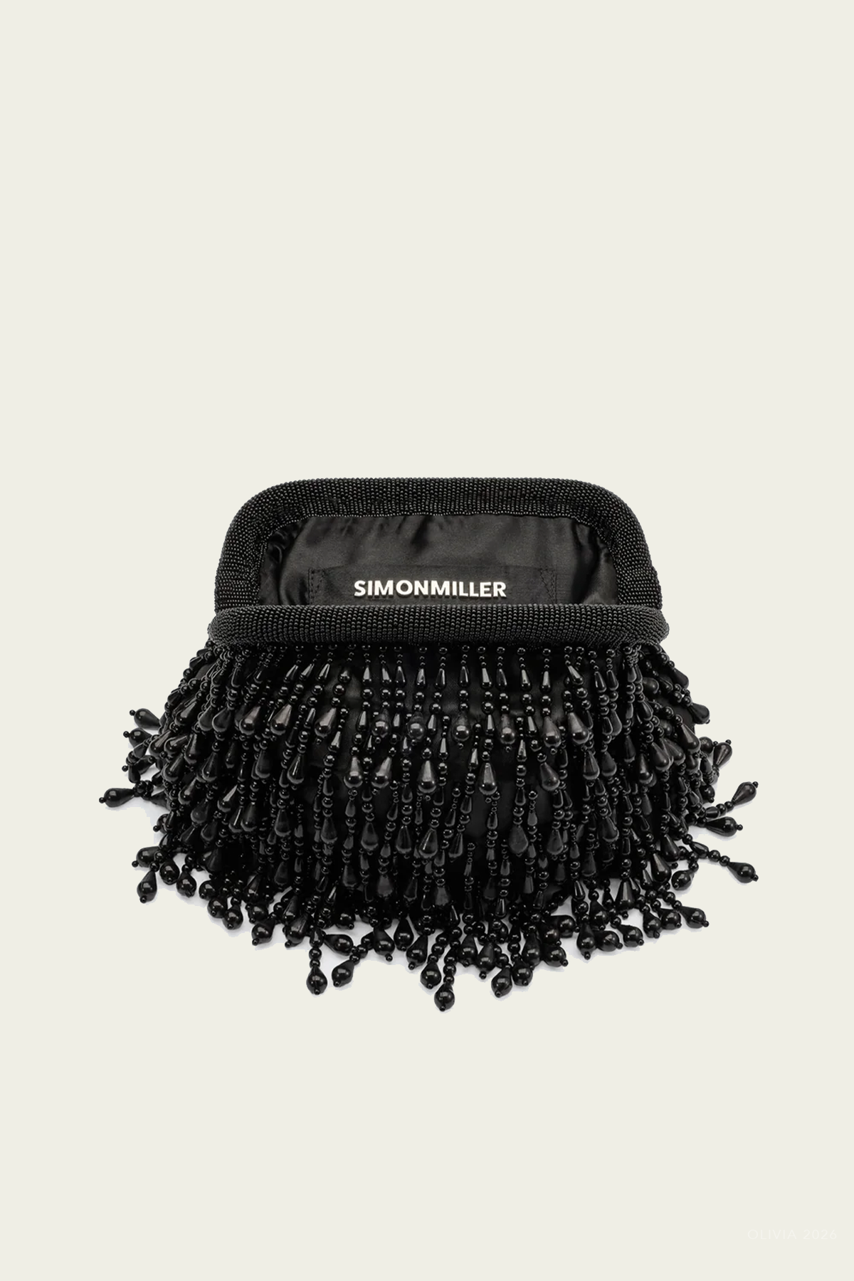 Beaded Drop Clutch in Black