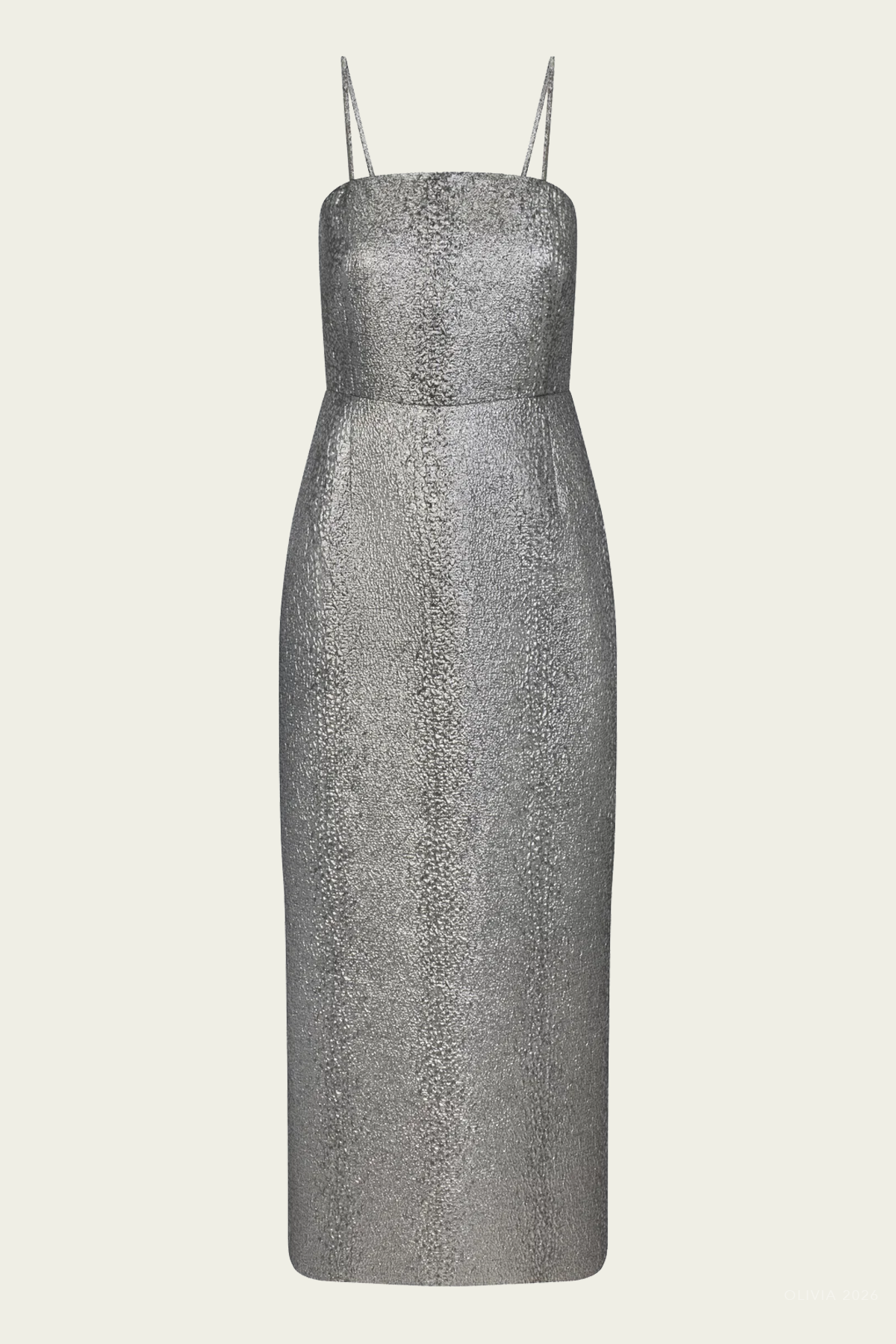 Verdelle Metallic Midi Dress in Pewter