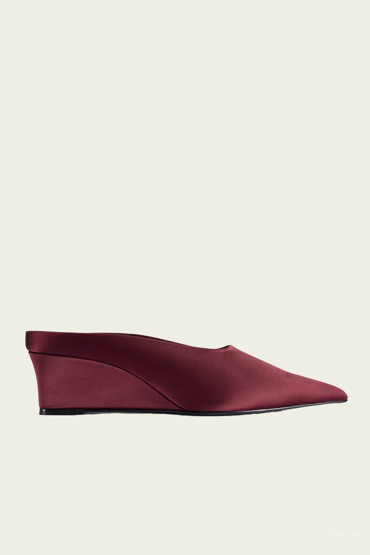 Satin Pointed Gala Wedge in Bordeaux